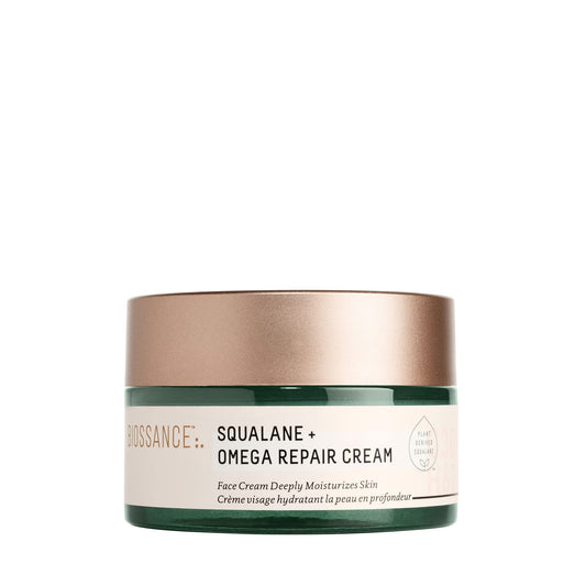 BIOSSANCE Squalane + Omega Repair Cream - Ultra-Moisturizing Face Cream - Skin Care with Hyaluronic Acid, Ceramides, Squalane - Ideal for Dry & Sensitive Skin, Intense Hydration Moisturizer - 1.7oz - Medaid International