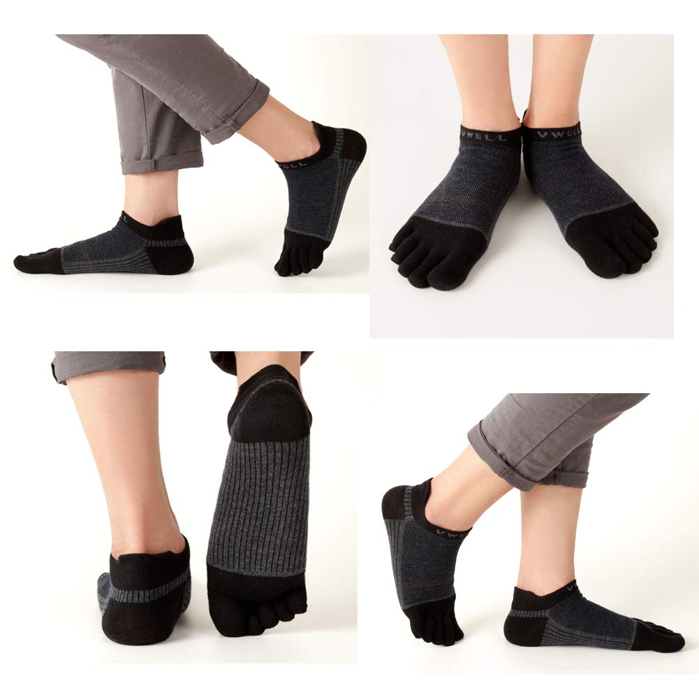 VWELL Cotton Toe Socks Five Finger Socks No Show Crew Athletic Running Socks 4 Pairs,Size 7-11 - Medaid International