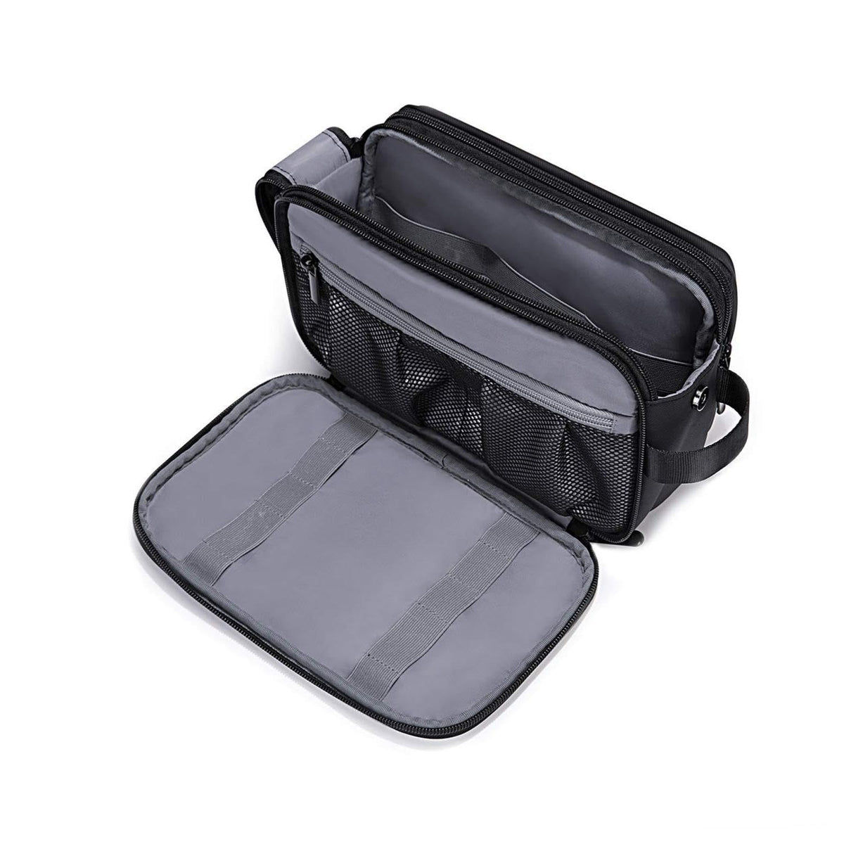 KASTWAVE Toiletry Bag for Men, Travel Toiletry Organizer with Dopp Kit, Water-resistant Large Shaving Bag Organizer, for Toiletries Accessories (Black)
