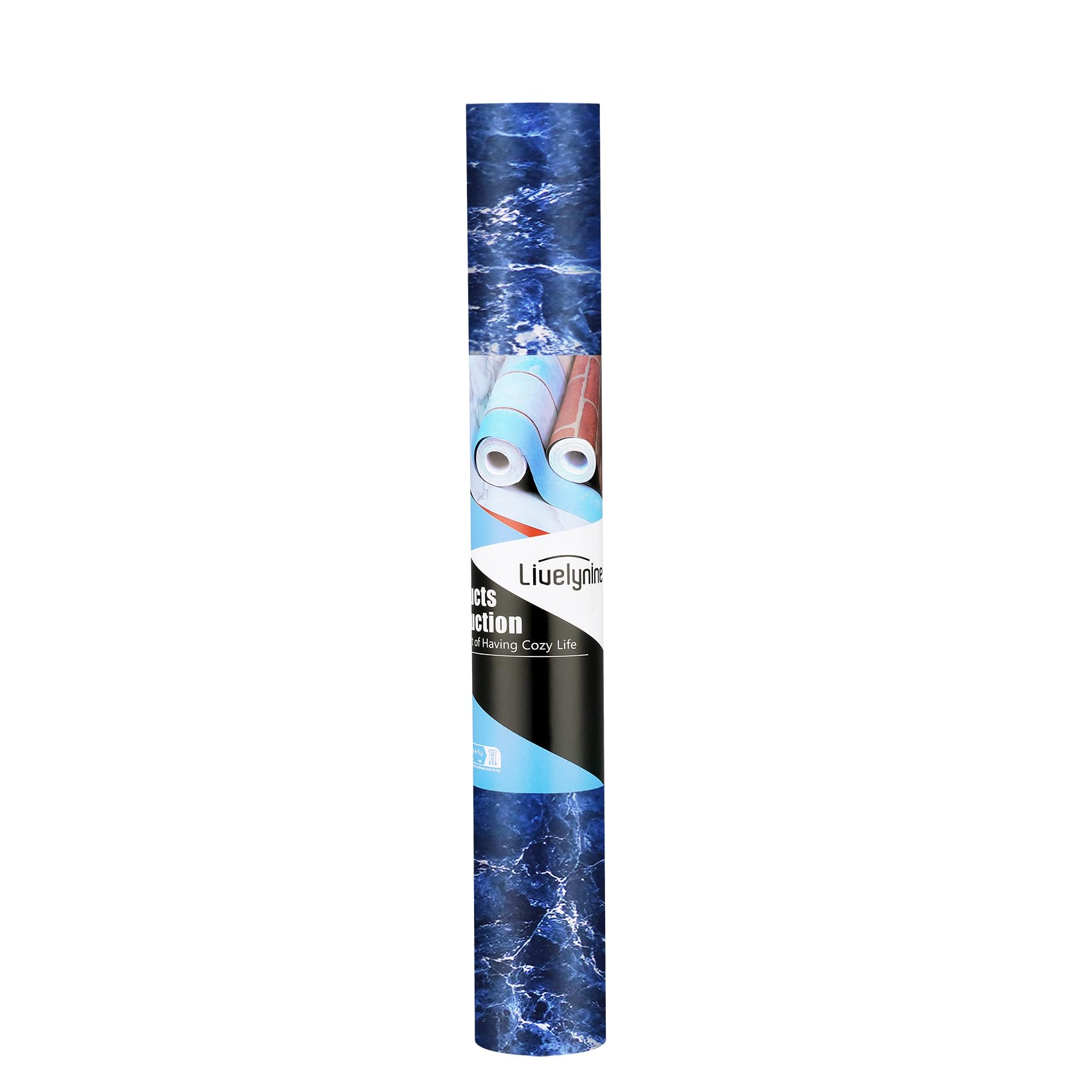 Livelynine Royal Blue Marble Contact Paper Peel and Stick Countertop Covers Marble Wallpaper for Bathroom Countertops Kitchen Counter Top Self Adhesive Covering Waterproof Desk Vinyl Wrap 15.8x78.8 - Medaid International