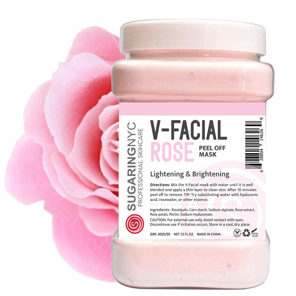 Vajacial Jelly Mask Peel-Off Bikini, Jelly Mask Underarms Area Peel Mask - Bulgarian Rose with Pieces of Rose- Professional Size 23oz by Sugaring NYC - Medaid International
