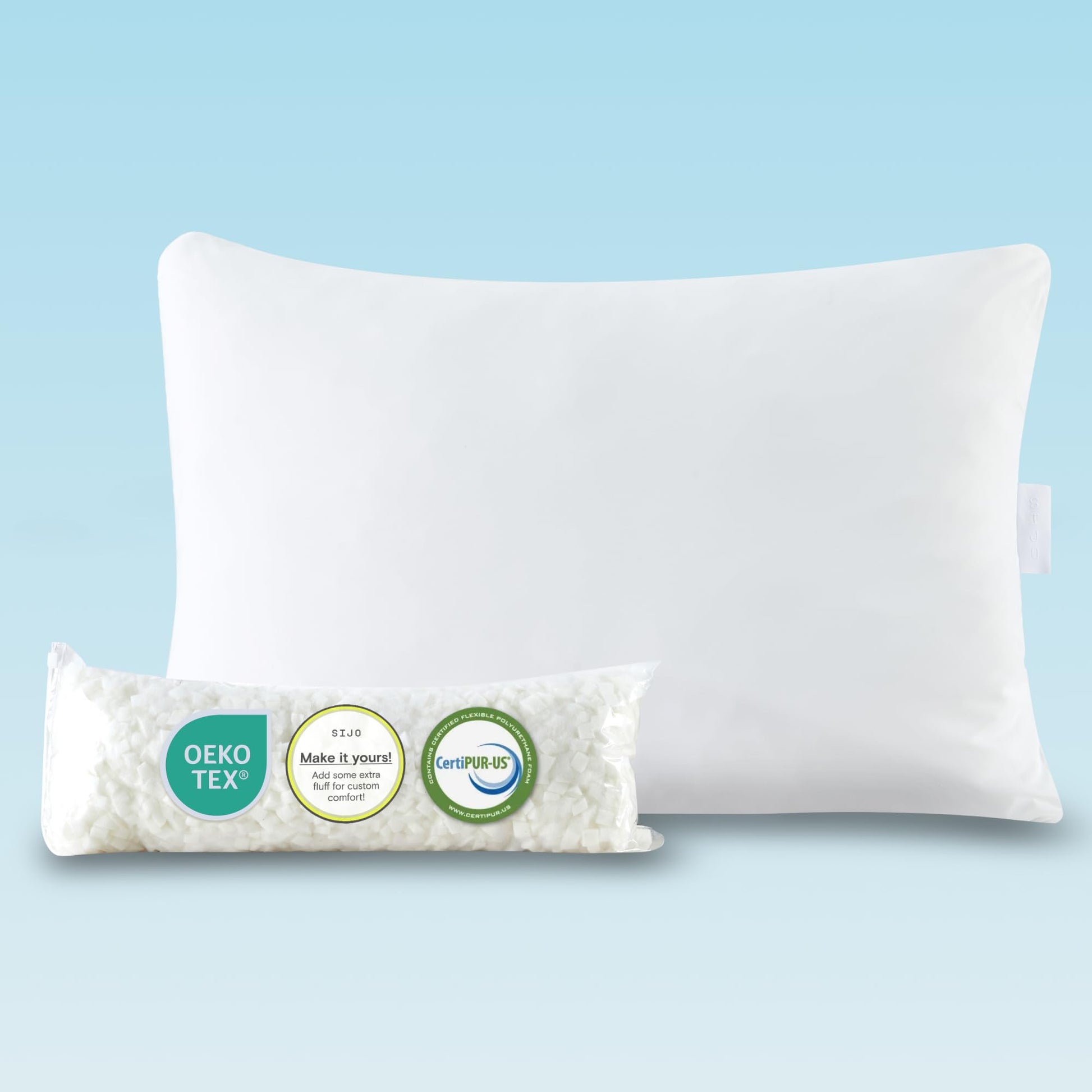 Sijo FlexCool Shredded Memory Foam Pillow - Adjustable Bed Pillow Last Cooling Surface - Good Housekeeping 2025 Bedding Award Winner - CertiPUR-US - Medium Firm for Back, Side, Stomach Sleeper (Queen) - Medaid International