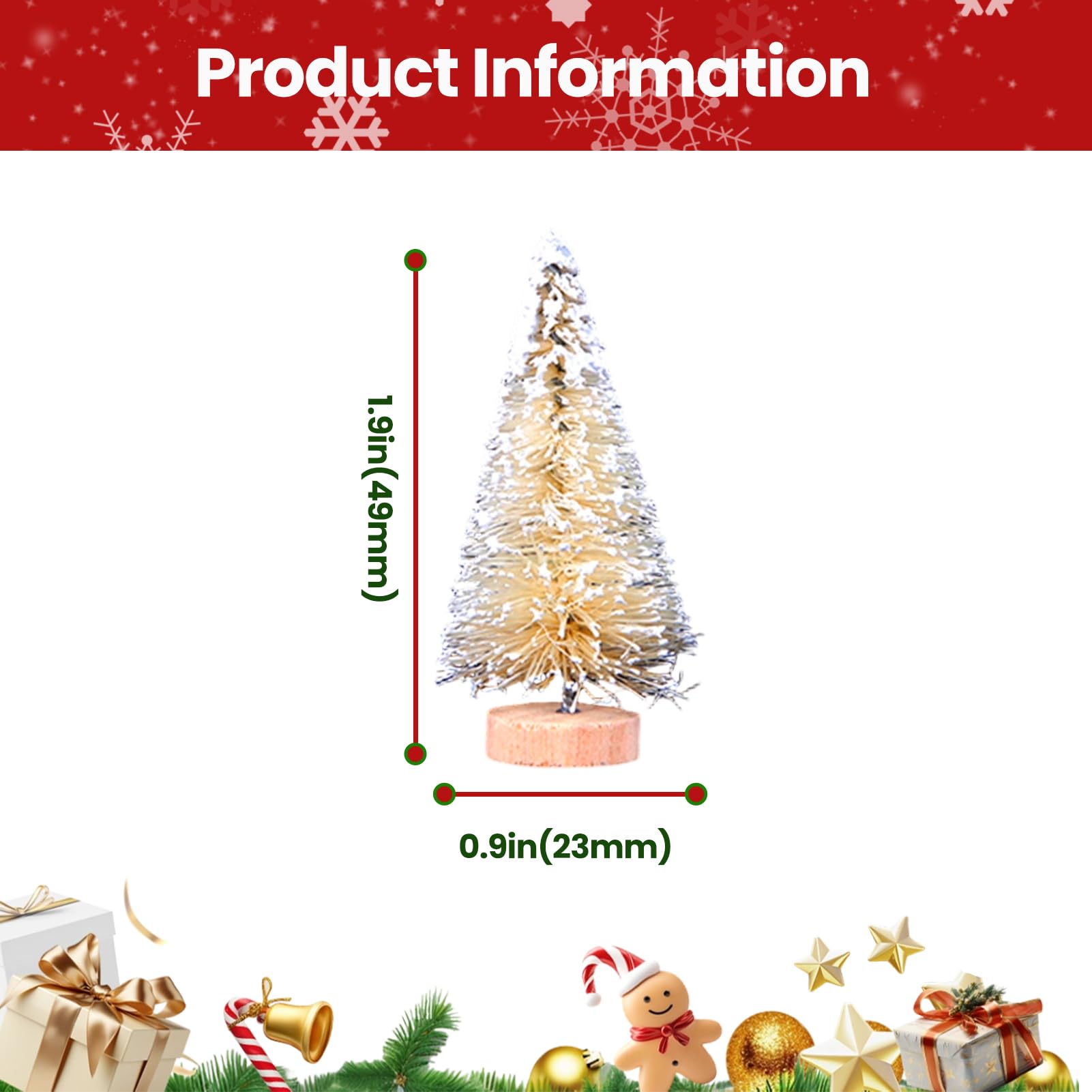 24PCS Christmas Tree - 1.77" Mini Artifical Christmas Decorations, Tower Pine for Indoor Holiday Party Decor & Village Home Table DIY Craft (Green, White) - Medaid International