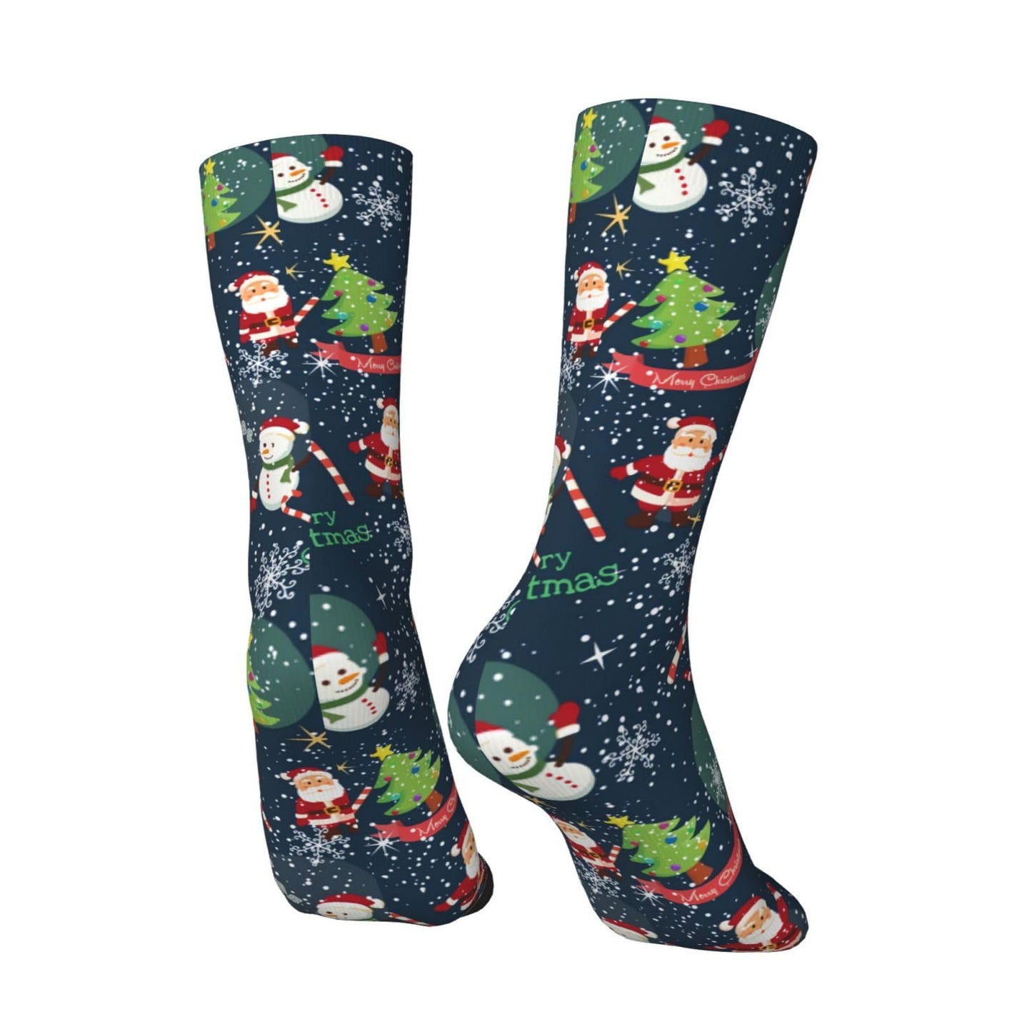 ASYG Christmas Red Snowflakes Socks Xmas Holiday Socks Funny Stockings Socks Gifts New Years Novelty Dress Crew Socks - Medaid International