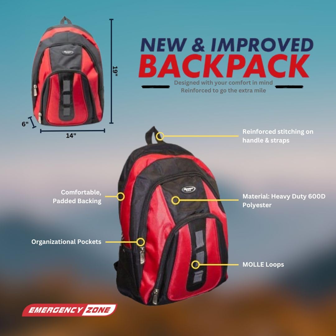 Emergency Zone Essentials 72-Hour Survival Kit - 2 Person | Bug Out Bag Backpack with Water Filter Straw and Emergency Supplies | The Optimal Disaster and Earthquake Emergency Kit