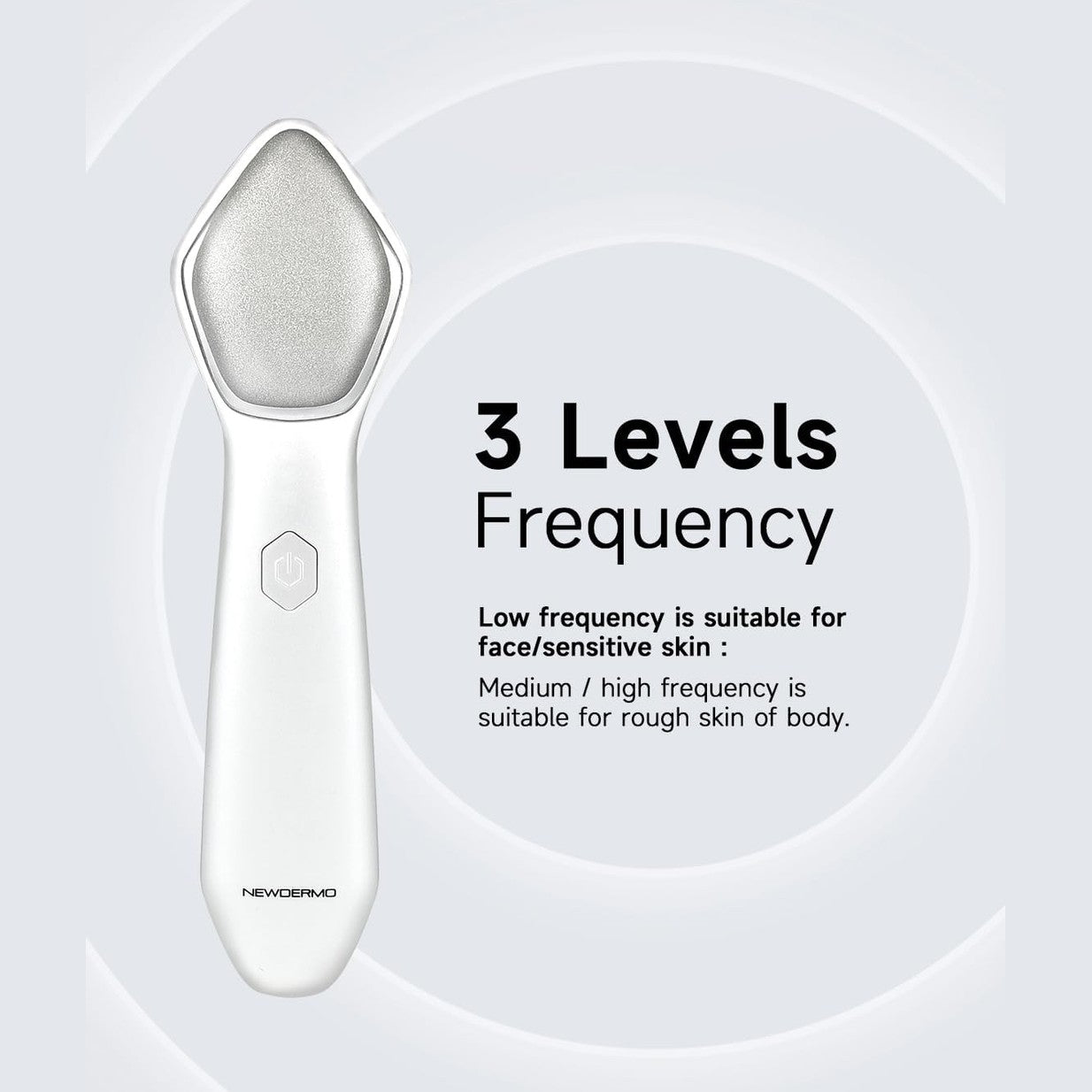 NEWDERMO Microdermabrasion Machine Pro, Large Diamond Electric Microdermabrasion Wand Tool With 3 Levels Frequency for Face Body Exfoliate Skin Care(White) - Medaid International