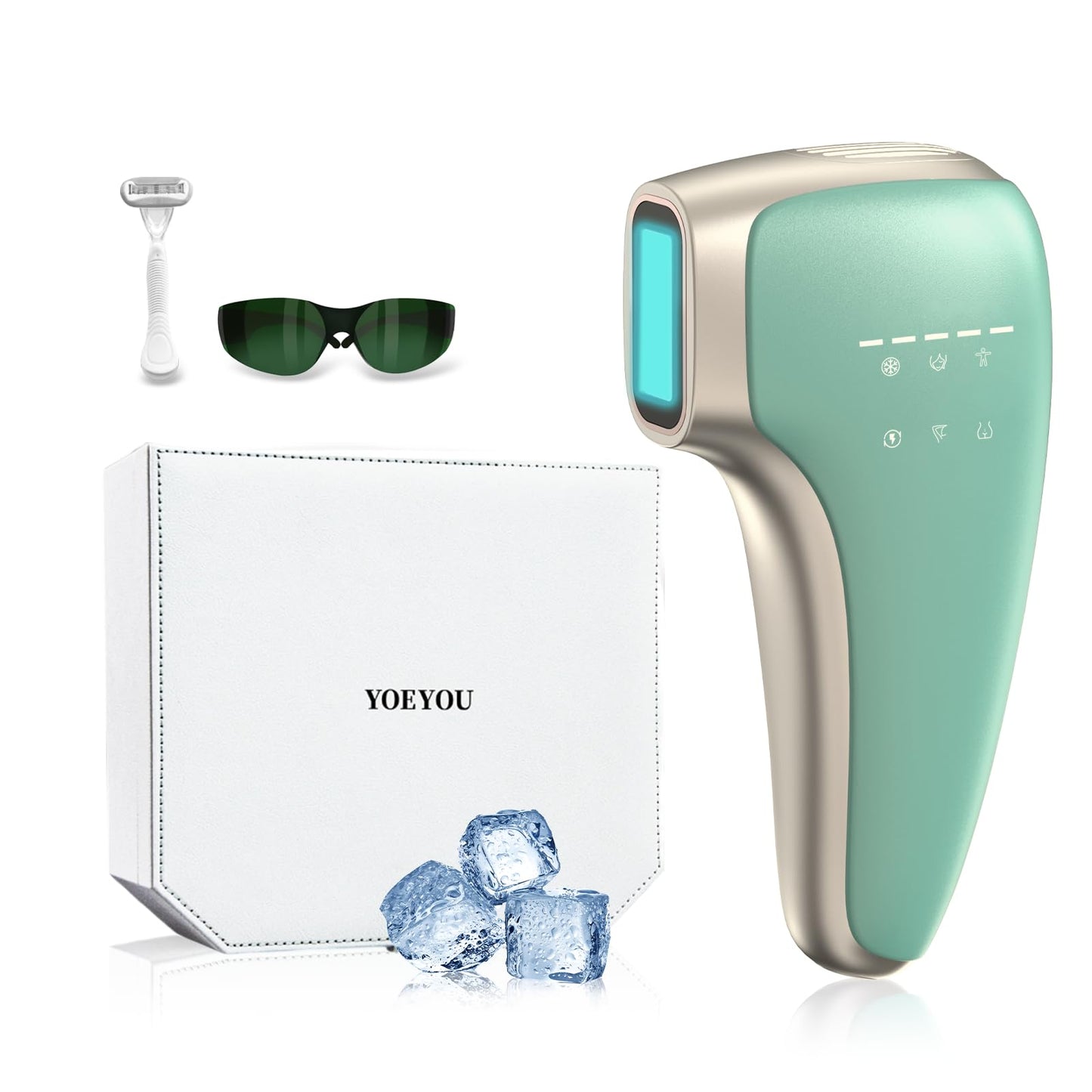 Painless IPL Laser Hair Removal for Women & Men, 39°F Sapphire Ice Cooling Technology, At-Home Laser Hair Removal Device for Face, Armpits, Legs, Bikini & Whole Body, Long-Lasting Results - Medaid International