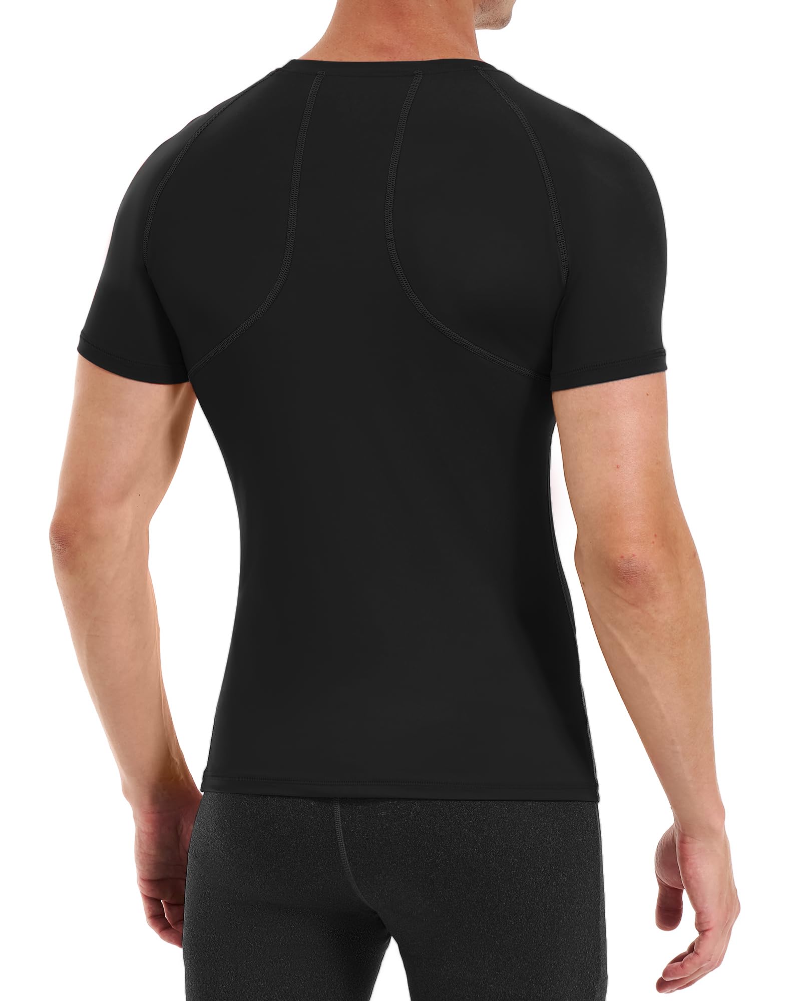 Runhit 3 Pack Compression Shirt for Men Short Sleeve T-Shirt Workout Athletic Running Shirt Base Layer UV Sun Protection Tops 3 Pack Black - Medaid International