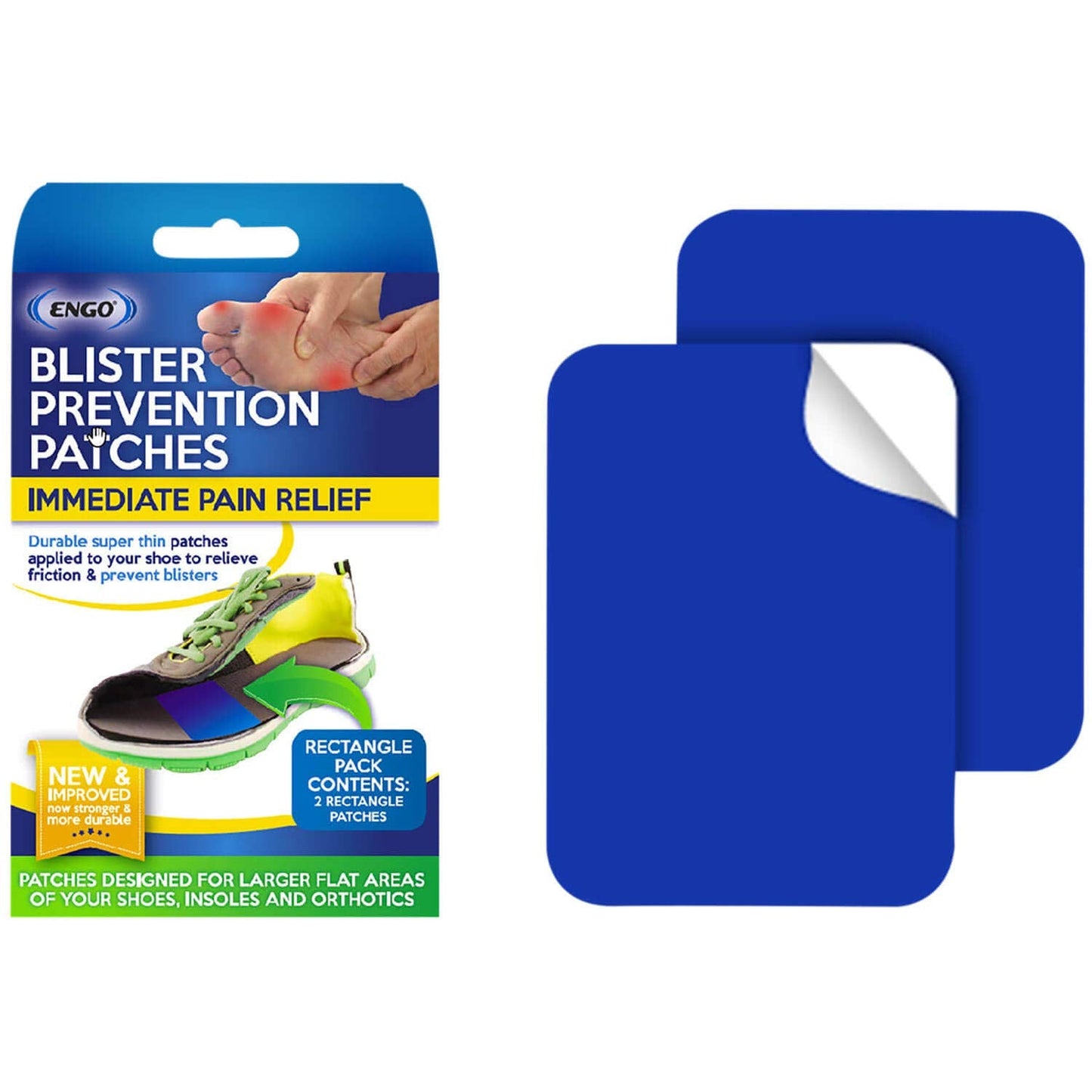 ENGO Rectangle Blister Prevention Patches | Trim to Fit Boots, Skates, Cleats, Helmets, Equipment, Other Footwear (Rectangle) - Medaid International
