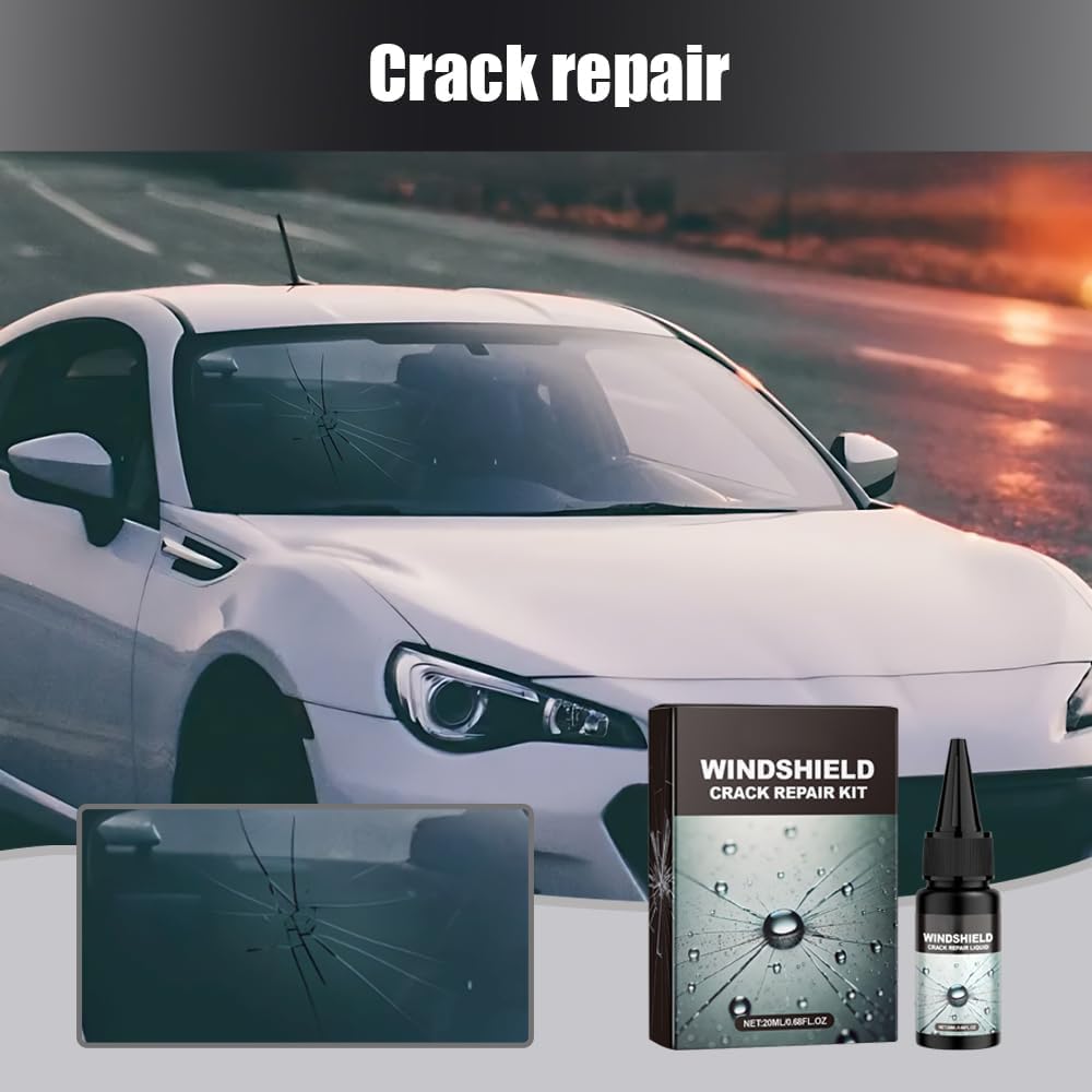 KASTWAVE Windshield Crack Repair Kit, Car Windshield Crack Repair Fluid, Cracks Gone Glass Repair Kit, Windshield Repair Kit for Chips and Cracks (2 Pcs, 20ml)
