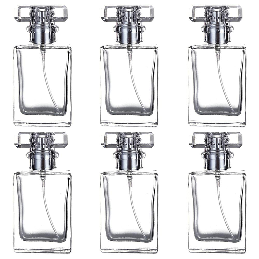 TERRIFI 6-Pack 30ml Refillable Perfume Bottles, Portable Glass Atomizer with Spray Applicator, Ideal for Travel & Gift