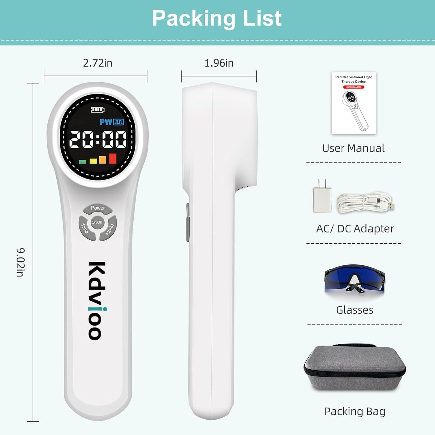 Kdvioo Cold Laser Therapy Device for Dogs, 16pcs 660nm & 4pcs 810nm & 4pcs 980nm Infrared Red Light Therapy Machine for Pain Relief, Arthritis, Spinal, Promote Blood Circulation, for Pets - Medaid International