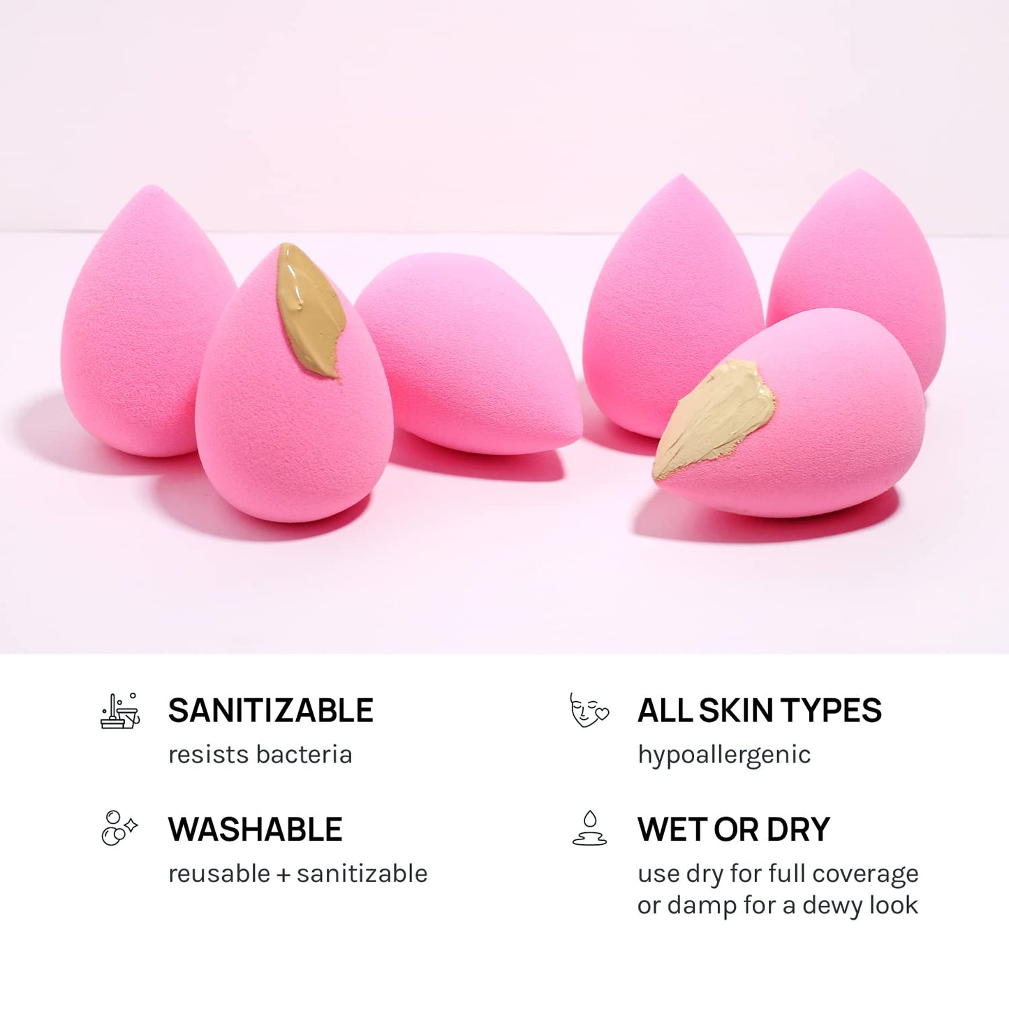 AOA Studio Collection makeup Sponge Set Latex Free and High-definition Set of 6 makeup Wonder blender For Powder Cream and Liquid, Super Soft Wonder Beauty Cosmetic - Medaid International