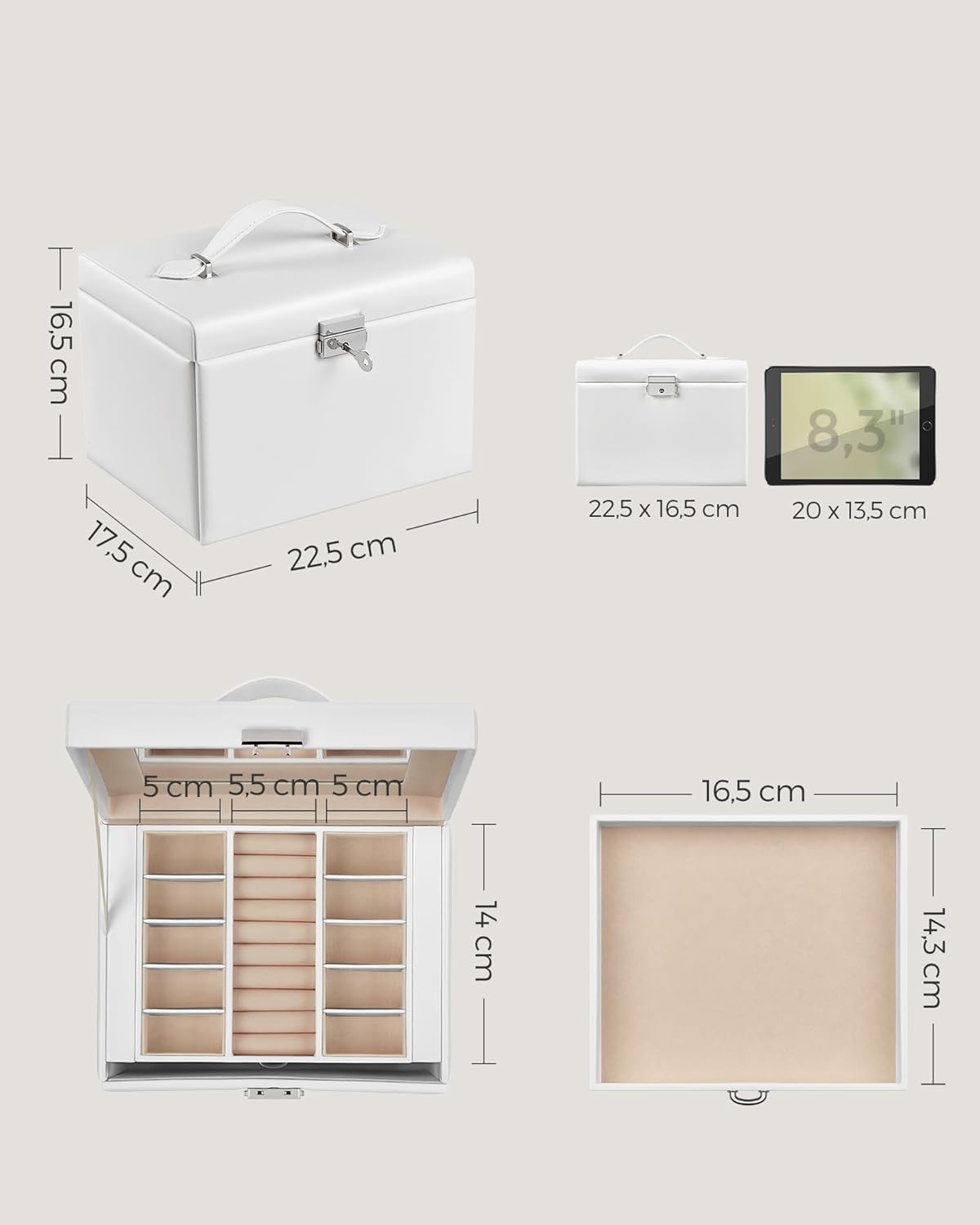 SONGMICS 4-Tier Jewellery Box JBC159W01
