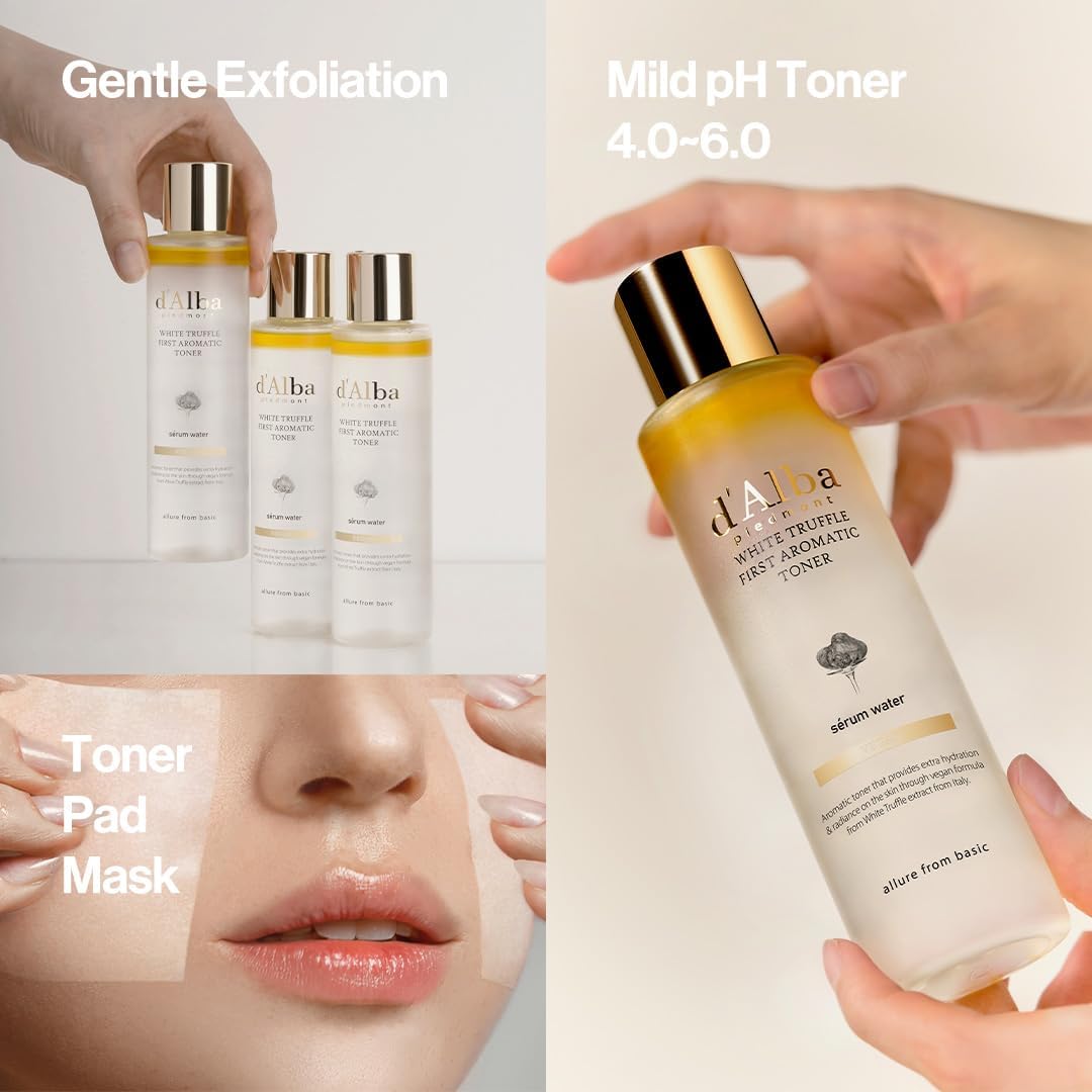 d’Alba Italian White Truffle First Aromatic Toner, Vegan Skincare, Gentle Hydrating Toner with White Truffles, Weakly Acidic, Skin Texture Enhancement, Surfactant Free (5.24 fl oz.) - Medaid International
