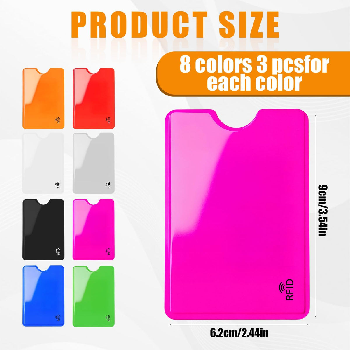 24 Pcs RFID Blocking Sleeves, Multicolor 8 colors Credit Card Protector Holders, Identity Theft Protection Secure Sleeve Set, Waterproof Aluminum Foil Slim ID Card Cover, Easily into Wallet Purse