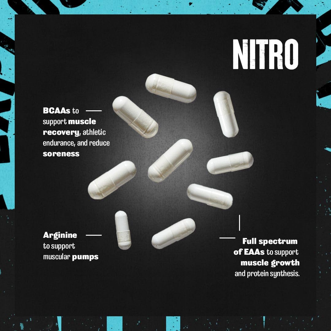 Animal Nitro EAA - Post-Workout Recovery and Repair, Supports Lean Muscle Growth, Complete Spectrum of Essential Amino Acids & BCAA Supplement for Men and Women, 44 Packs - Medaid International