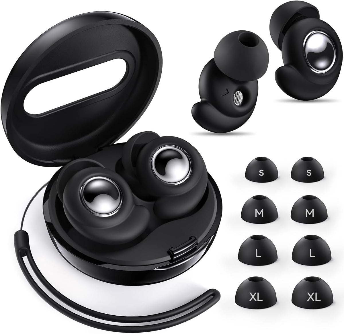 KASTWAVE Noise Cancelling Ear Plugs for Sleep, 45dB Silicone Earplugs for Sleeping, Travel, Work, Hearing Protection, 8 Tips in 4 Sizes S/M/L/XL, Comfortable Soft Side Sleepers Ear Plugs