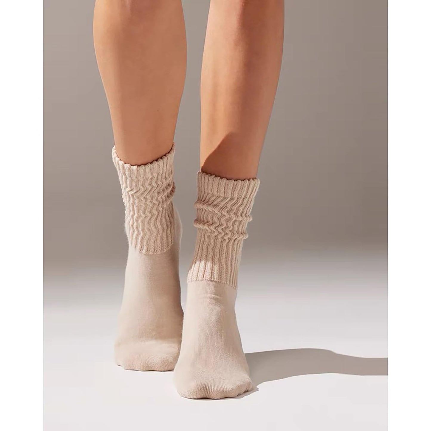 Fszsaa Women's Multipair Cotton Cushioned Athletic Retro Slouch Mid Calf Rib Tube Socks - Medaid International