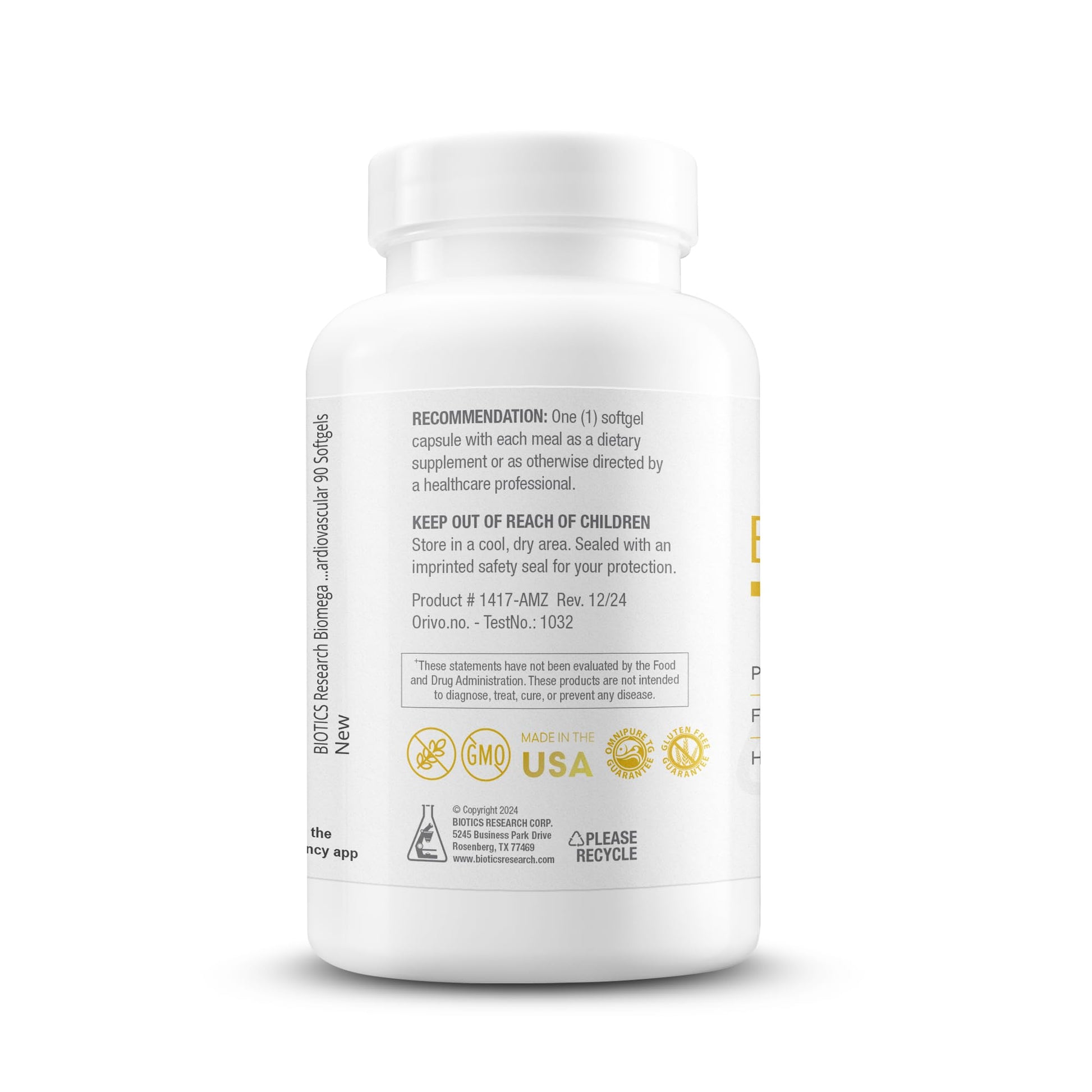 Biotics Research Biomega-1000™ Omega 3 Fish Oil With EPA 529mg / DHA 353mg– Omega-3 Fatty Acids 1000 mg- Highly Concentrated Fish Oil For Women & Men– Supports Immune, Brain & Heart Health–90 Softgels - Medaid International