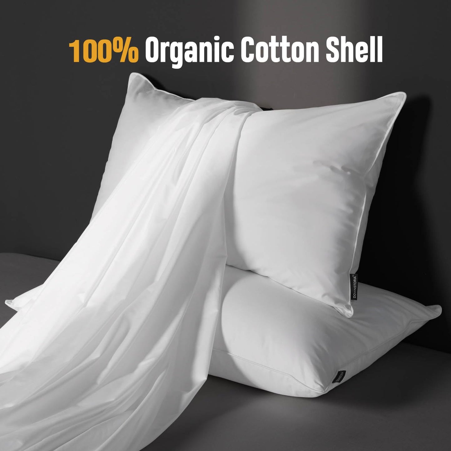 Luxury Feather Down Pillow Queen Size Set of 2 Pack, 100% Cotton Hotel Collection Bed Pillows for Sleeping, Down Surrounded Soft Medium Firm Pillows for Side Back Stomach Sleepers 20" x 30" - Medaid International