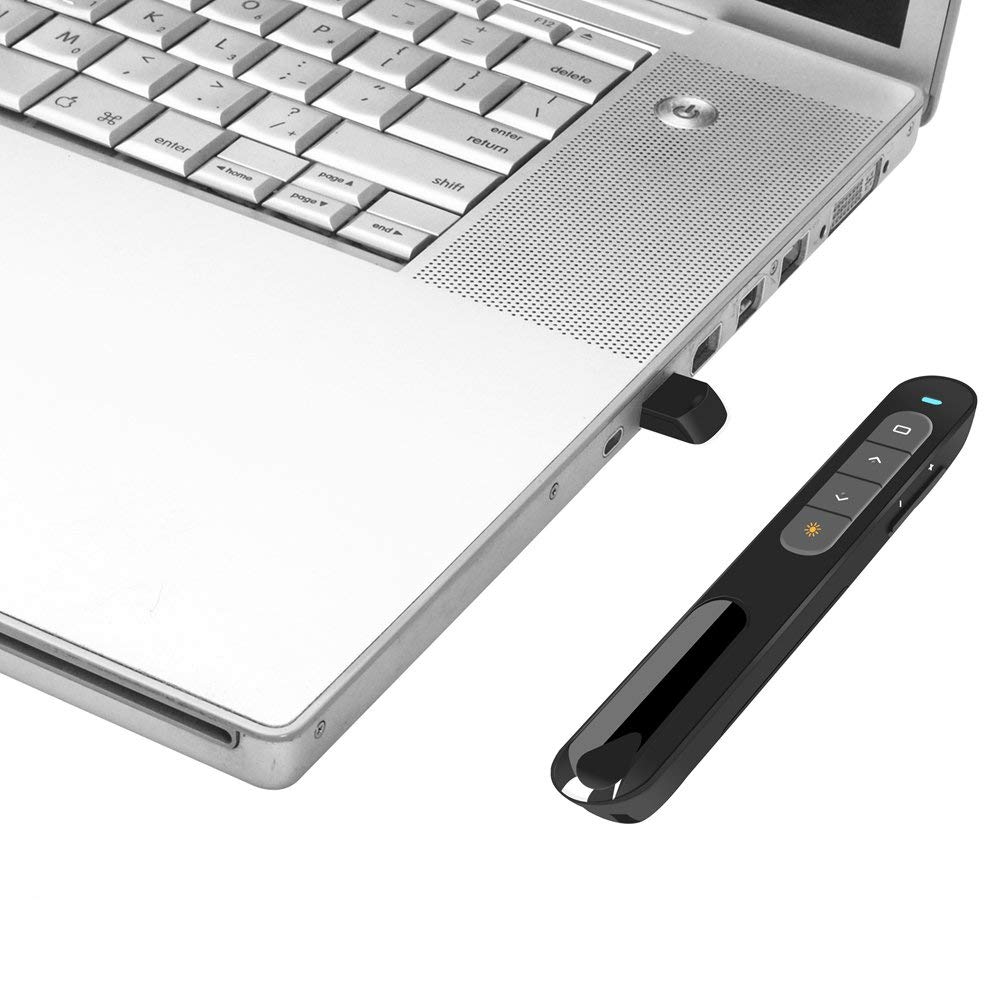 Wireless Presenter, Hyperlink Volume Control Presentation Clicker RF 2.4GHz USB PowerPoint Clicker Presentation Remote Control Pointer Slide Advancer (Black) - Medaid International