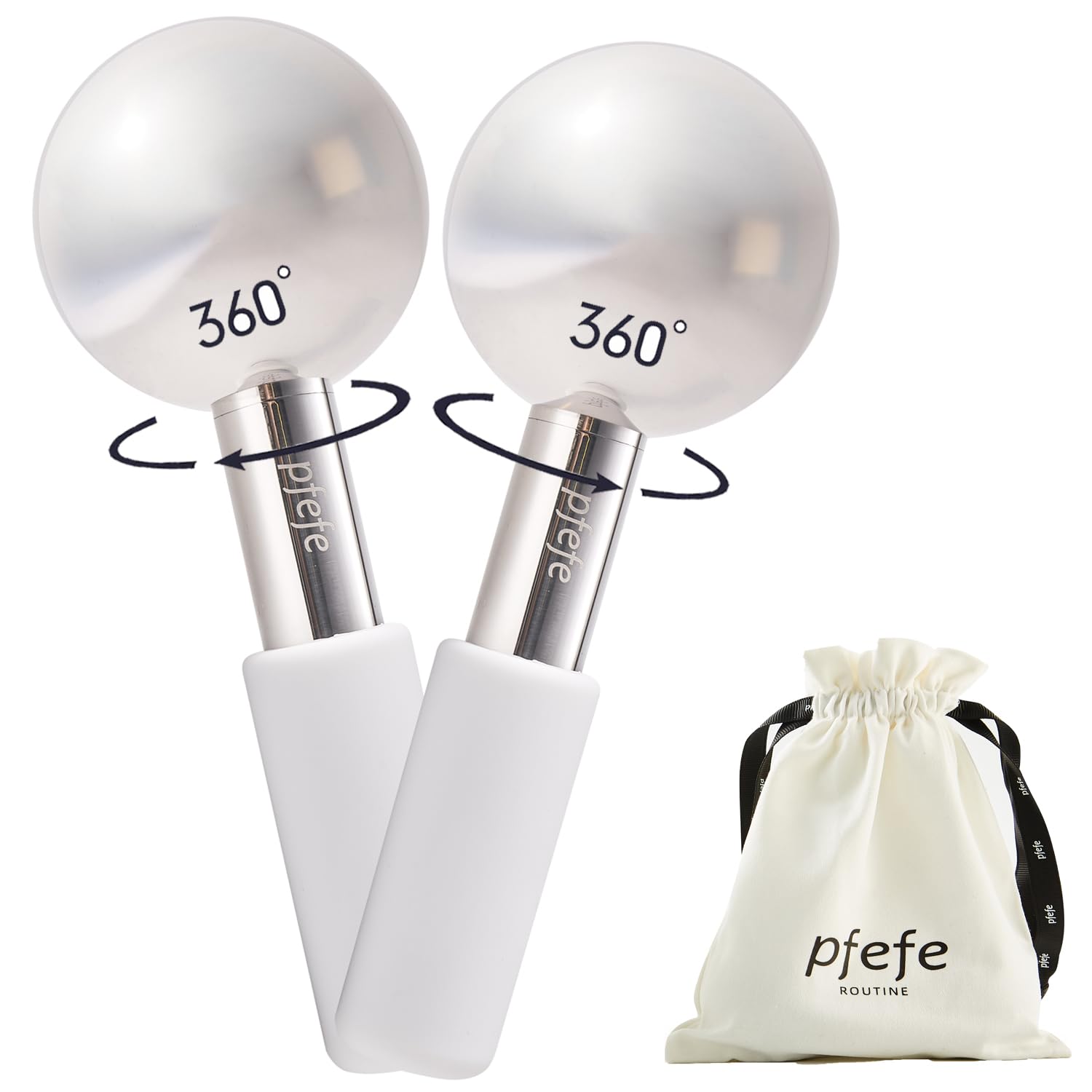 Pfefe 360 Rotating Ice Globes for Face & Eyes, Unbreakable Stainless Steel Cryo Sticks for Beauty Routines, Facials Cold Roller Colling Globes for Puffiness, Wrinkles, Dark Circles, Headaches - Medaid International