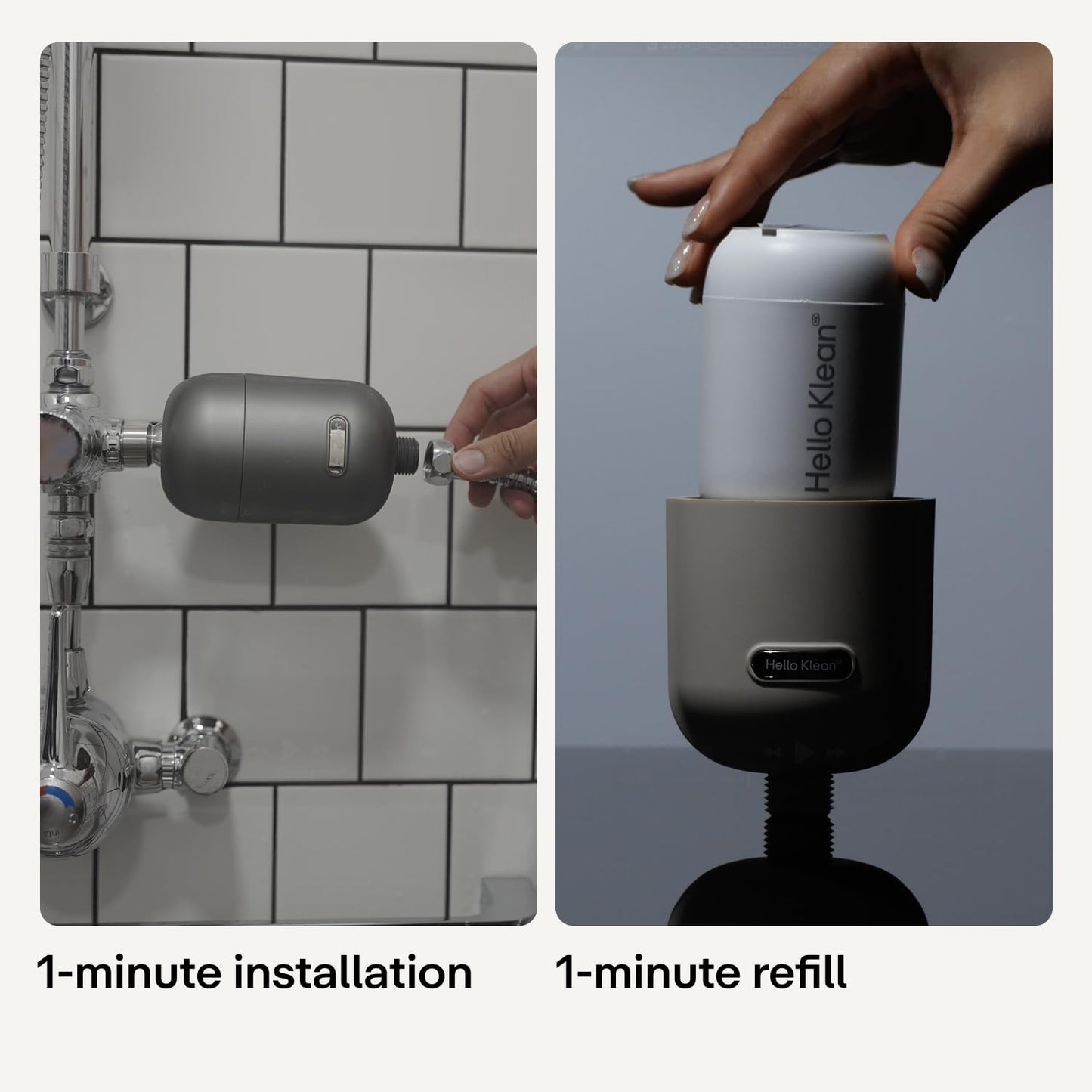 Hello Klean Shower Filter in Chrome - Filter Unwanted Metals, Chlorine & Impurities Found in Shower Water - Improves Quality of Skin & Hair - Quick Easy Install For In-Line & Electric Shower