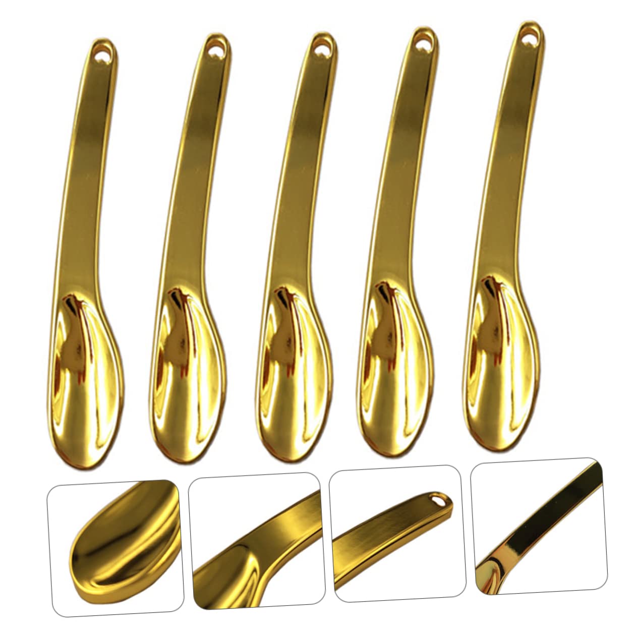 HEALLILY 5pcs Makeup Supply Zinc Alloy Face Cream Eye Cream Spoon for Skincare Golden Facial Mask Scoop Travel-friendly Design - Medaid International
