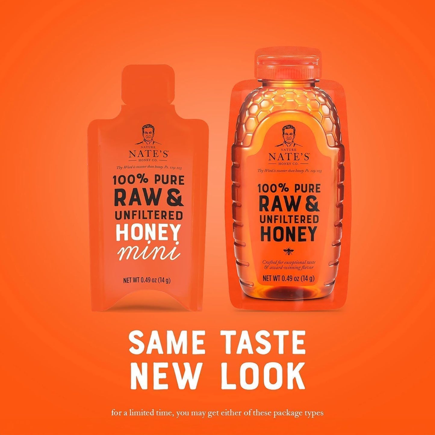 Nate's Honey Minis - Single-Serve 100% Pure, Raw & Unfiltered Honey – 0.49oz Packets, 20ct box - Medaid International
