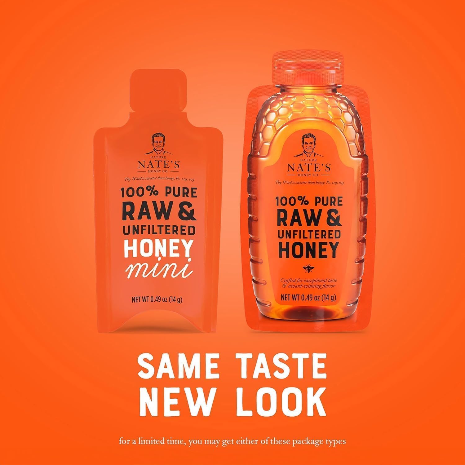 Nate's Honey Minis - Single-Serve 100% Pure, Raw & Unfiltered Honey – 0.49oz Packets, 20ct box - Medaid International