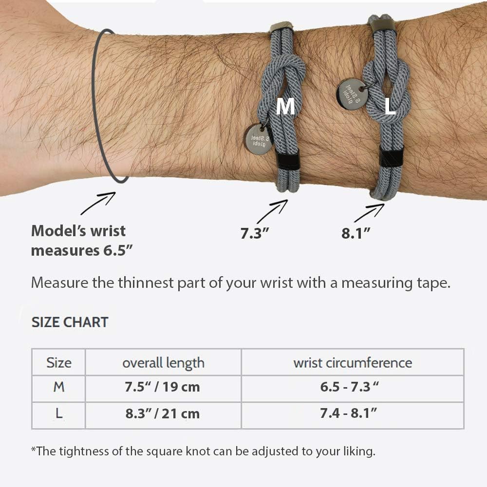 TERRIFI Paracord Braided Rope Bracelet For Men Women, Lightweight Nautical Unisex Cuff Bracelet, Sturdy Surfer Bracelets, With Stainless Steel Magnetic Clasp, Bracelet for Men and Women, black