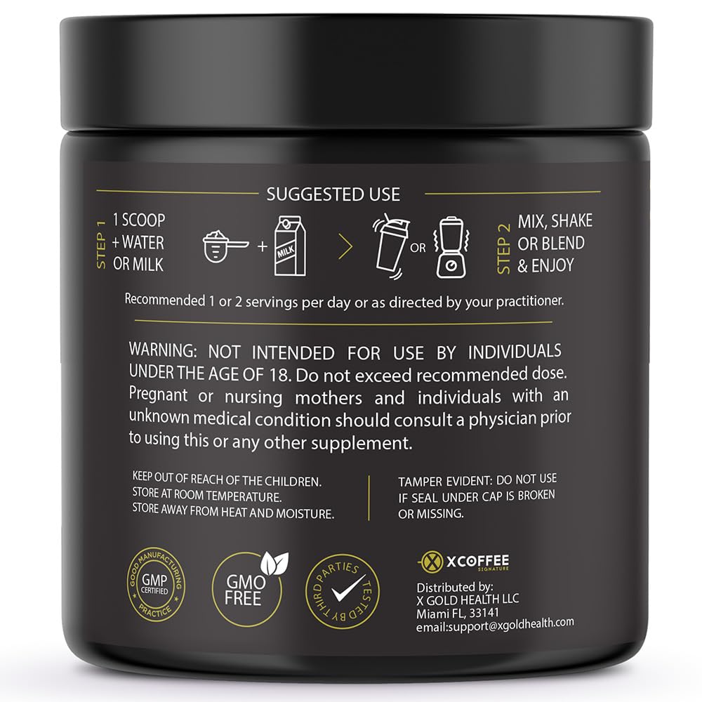 X COFFEE Instant Black Maca Coffee for Men and Women – Maca Coffee Powder - Instant Coffee Blend with Maca Root, Ashwagandha, Ginseng, Huperzine A, Rhodiola, Taurine, Uridine, Citicoline & L-Tyrosine - Medaid International