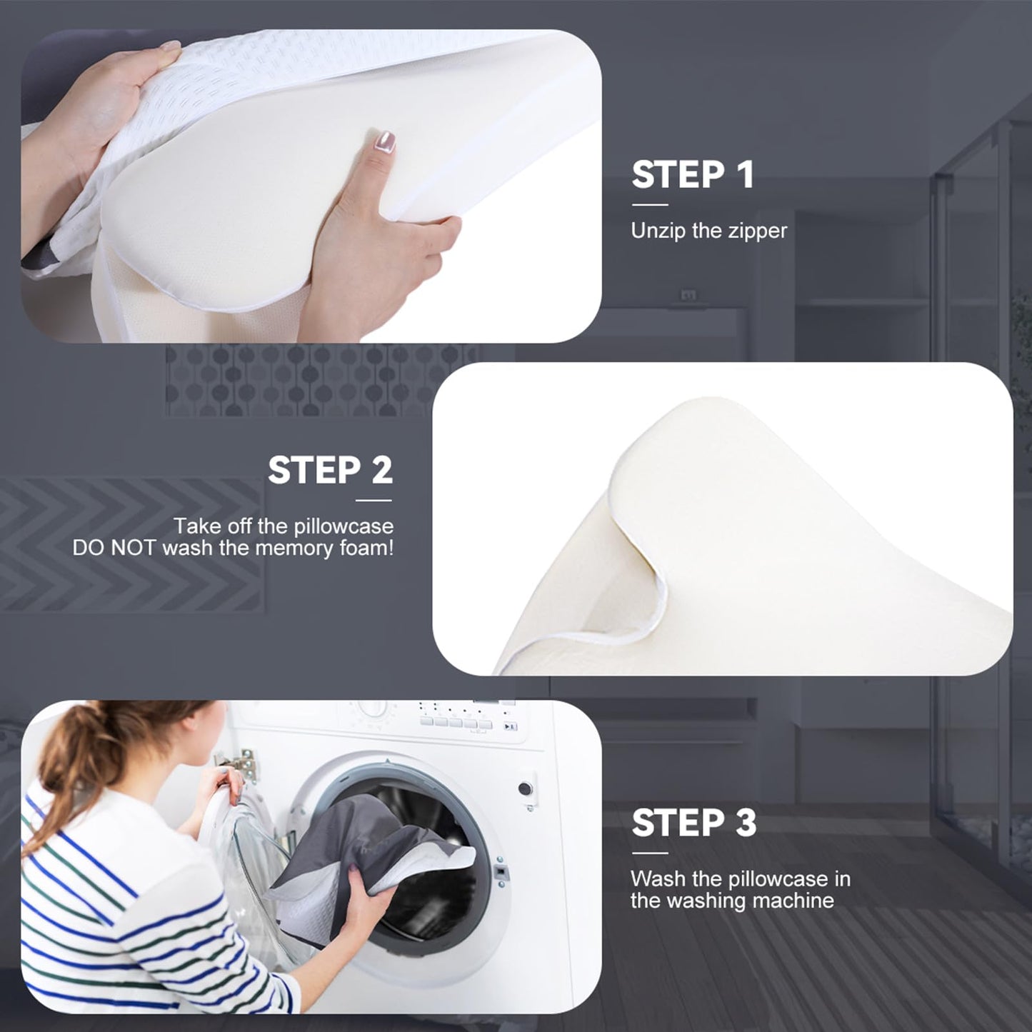 Vipfree Cervical Cooling Ergonomic Pillow, Adjustable Ergonomic Memory Foam Pillow, Cervical Support & Relieves Neck and Shoulder Pain, Orthopedic Pillow for All Sleep Positions - Medaid International
