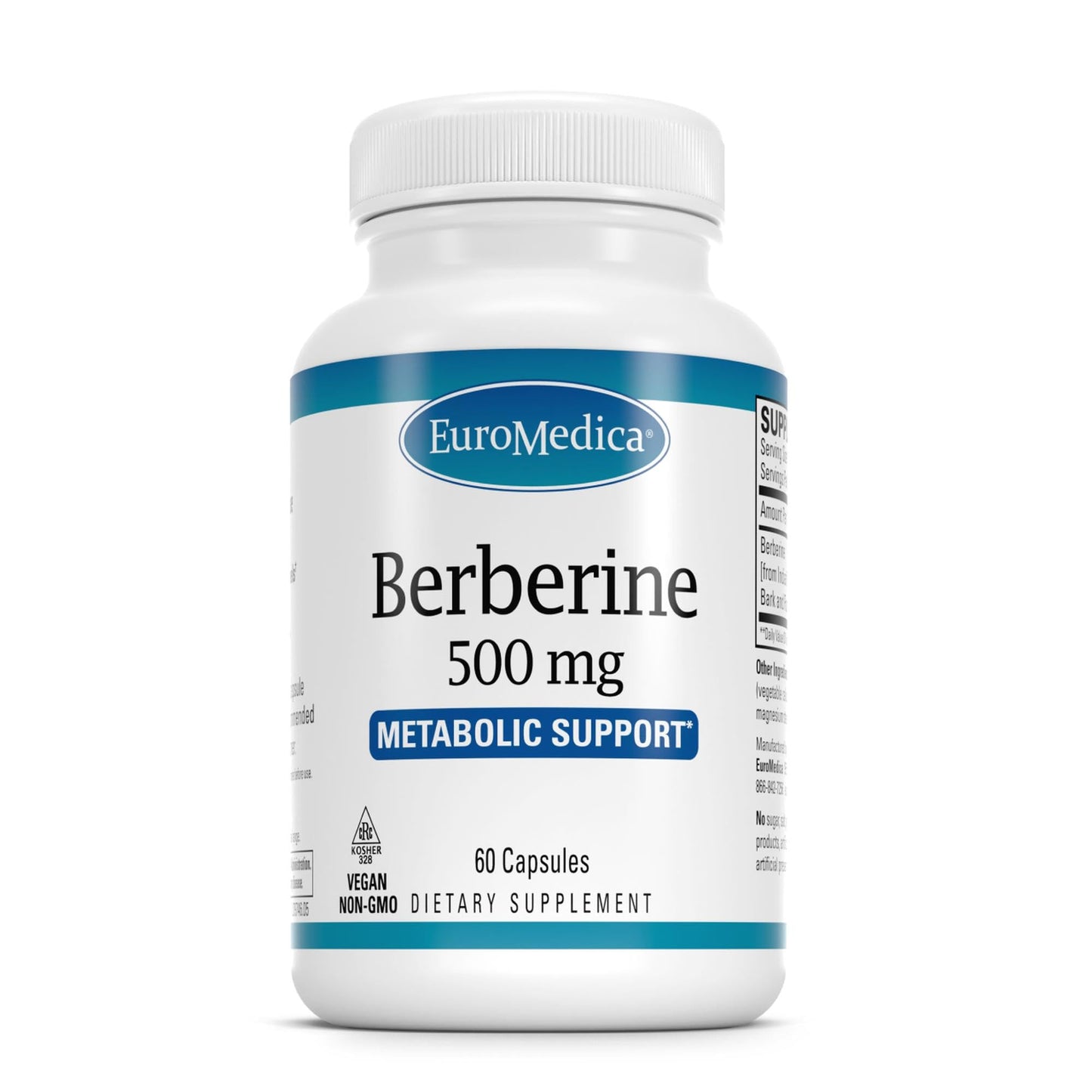 EuroMedica Berberine 500 mg - Brain & Liver Health Support Supplement - Dietary Supplement with Indian Barberry Root Extract - Vegan Capsules for Metabolic Health Support - 60 Capsules - Medaid International