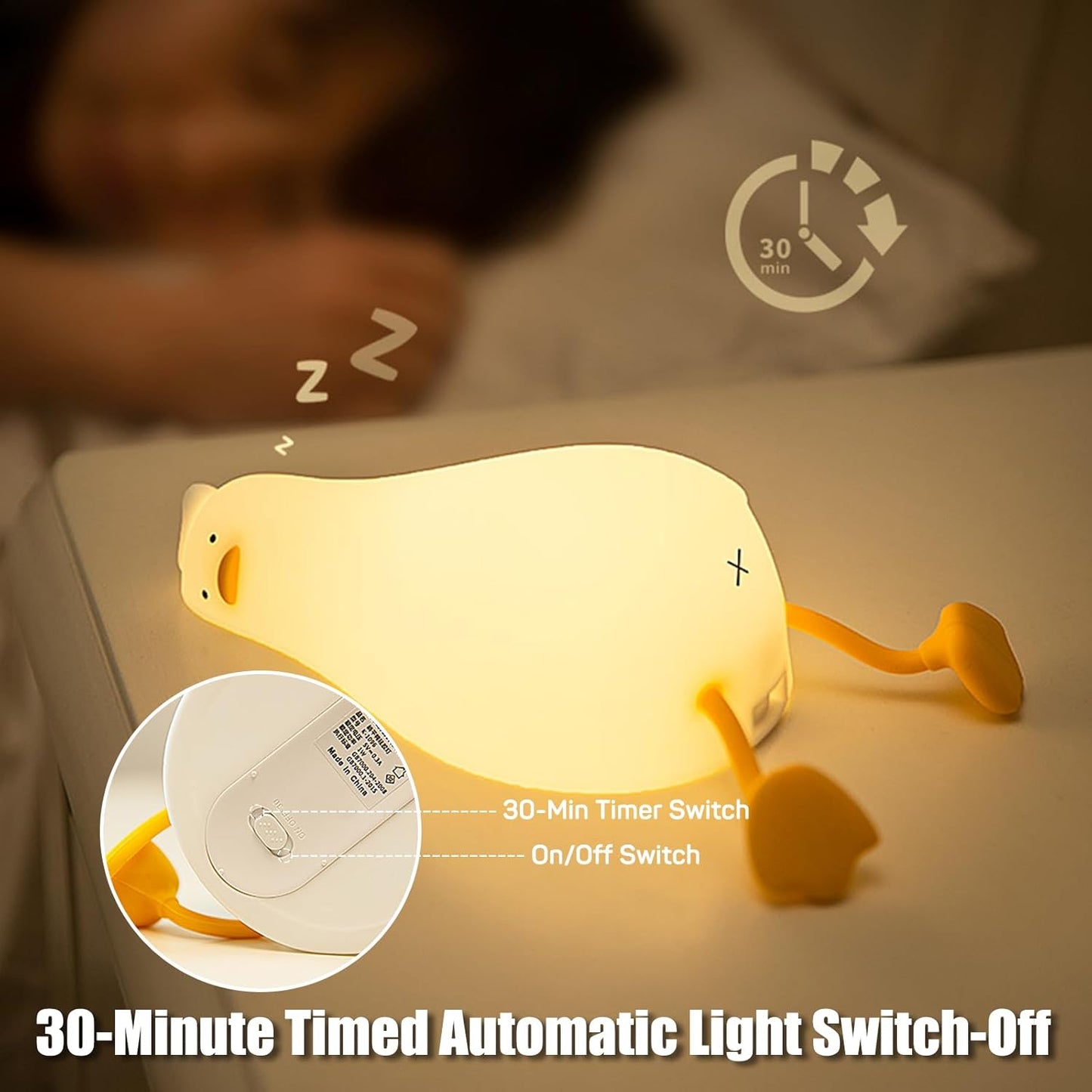 Lying Flat Duck Night Light USB Rechargeable LED