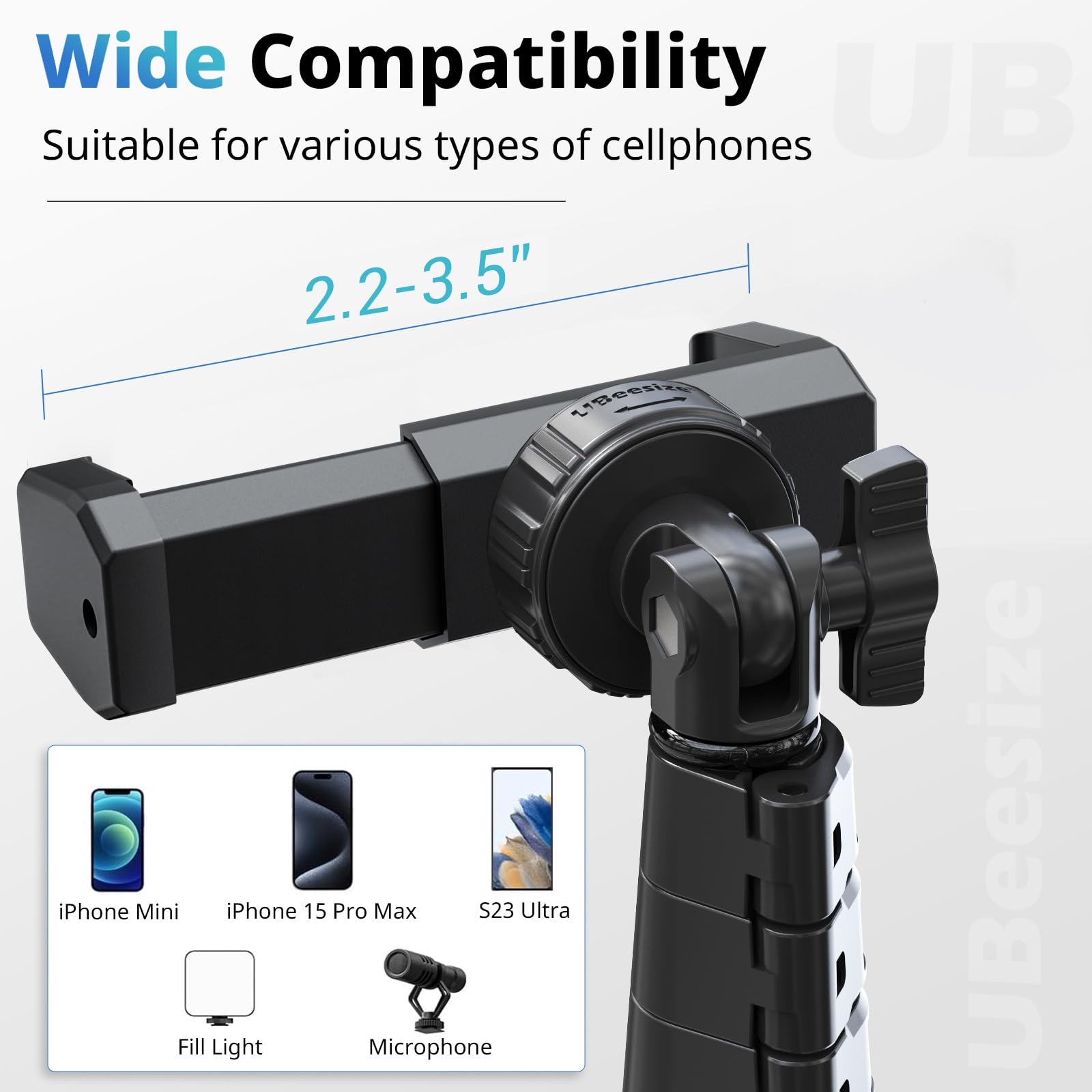 UBeesize 62" Phone Tripod & Selfie Stick, Camera Tripods Stand with Wireless Remote and Phone Holder,Compatible with iPhone Android Phone, Perfect for Selfies/Video Recording/Live Streaming Black - Medaid International