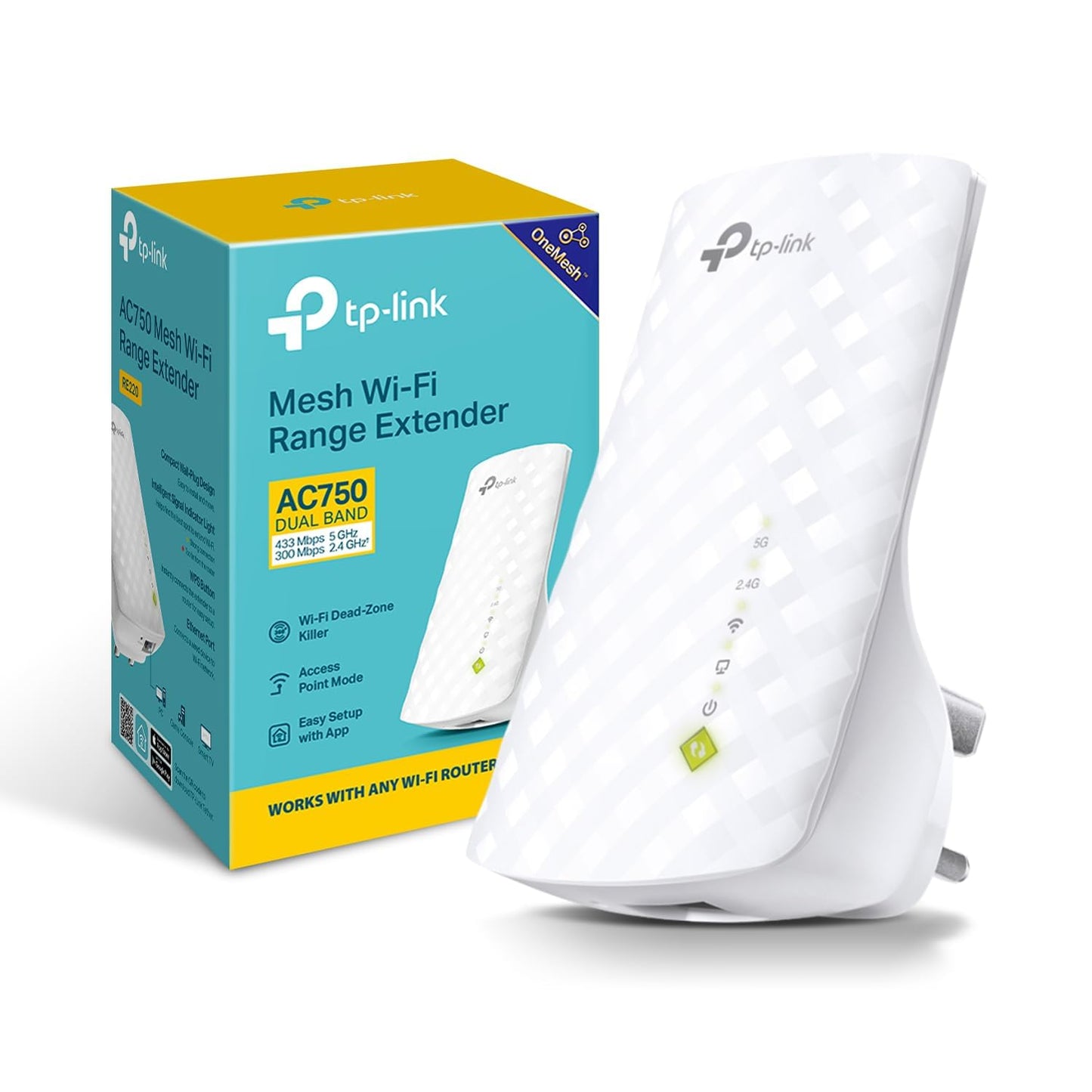TP-Link AC750 Universal Dual Band Range Extender, Broadband/Wi-Fi Extender, Booster/Hotspot with Ethernet Port, Plug and Play, Smart Signal Indicator - Medaid International