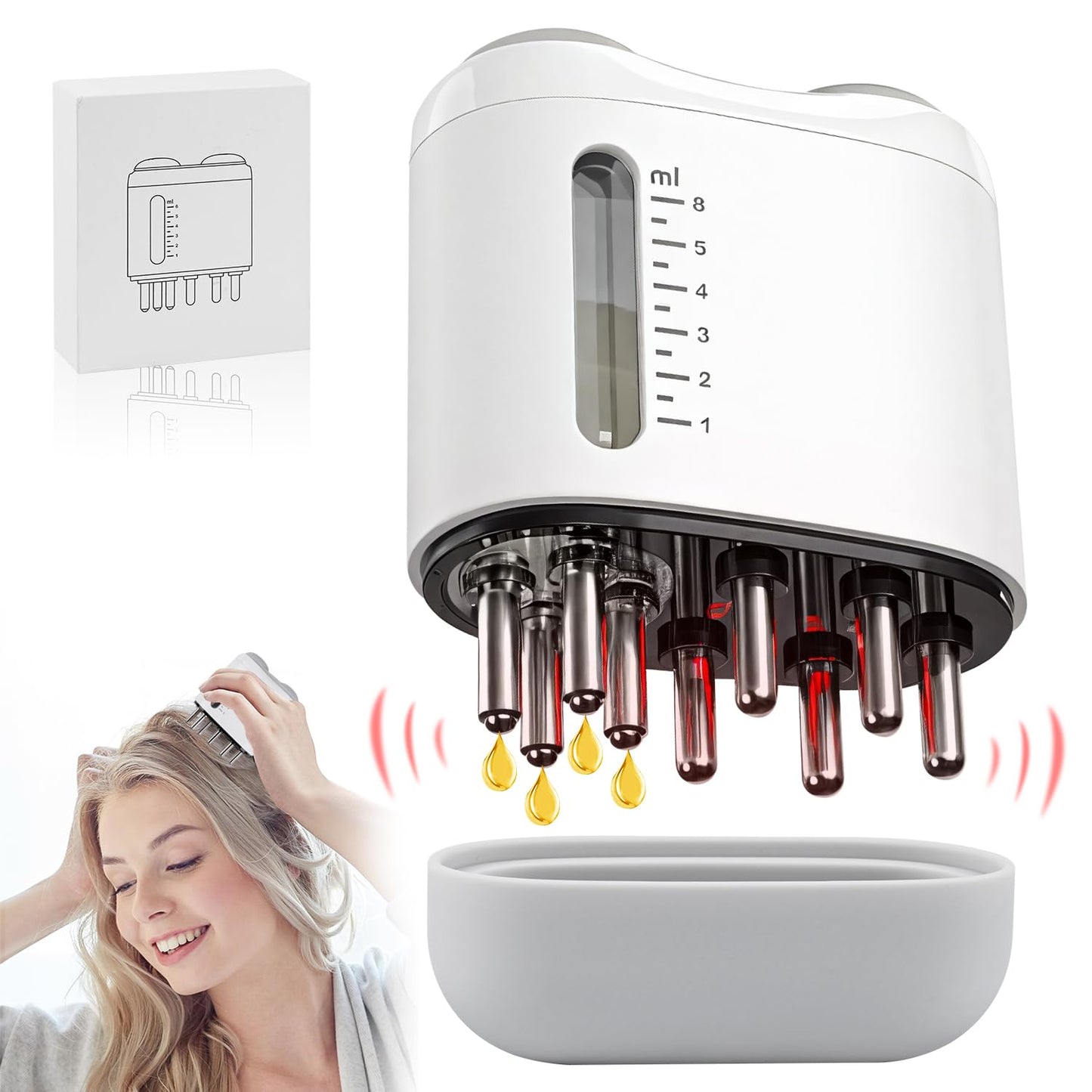 2 in 1 Electric Scalp Massager and Hair Oil Applicator, Hair Massager Scalp Applicator Brush for Hair Growth, Advanced Scalp Care Brush for Hair Oiling - Medaid International