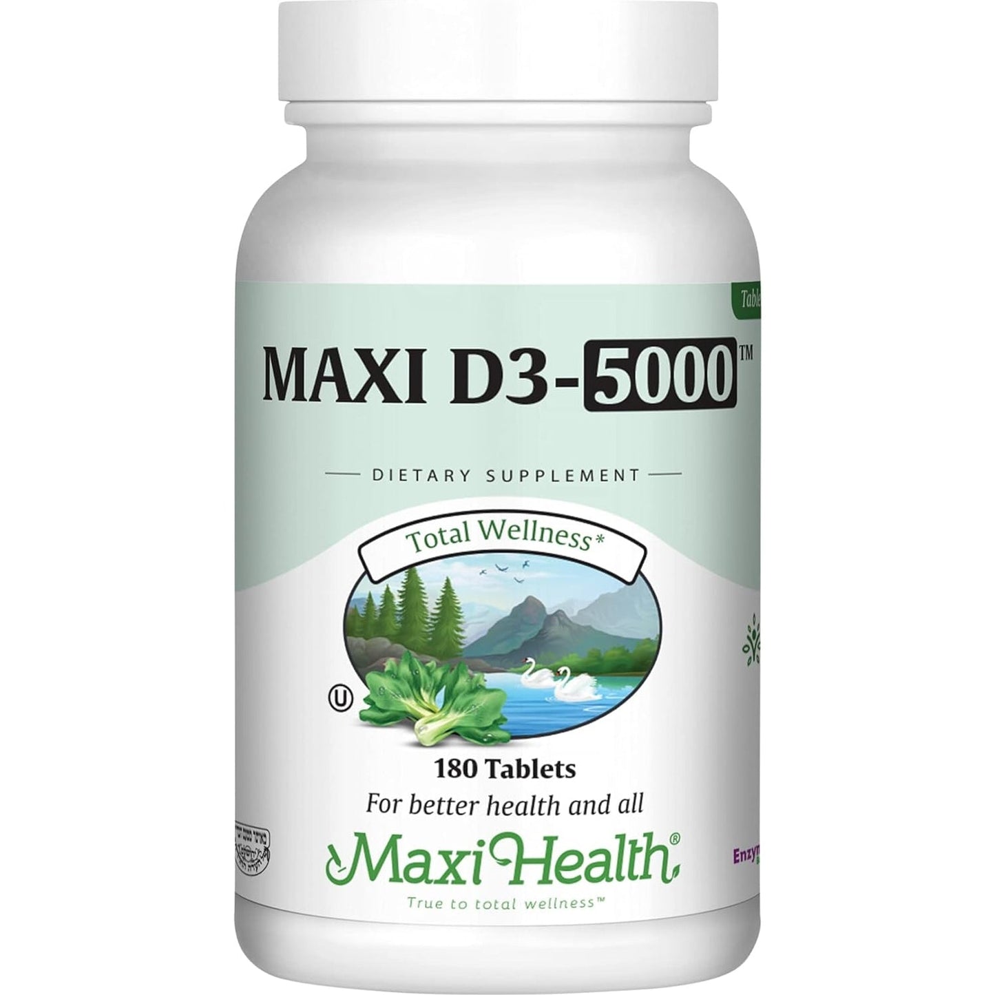 Maxi Health Vitamin D3 5000 IU (125 mcg) - High Dose Vitamin D 5000 IU - Healthy Bones, Teeth, Immune Support - Kosher Pure High Potency Vit D3 (180 Tablets) - Medaid International