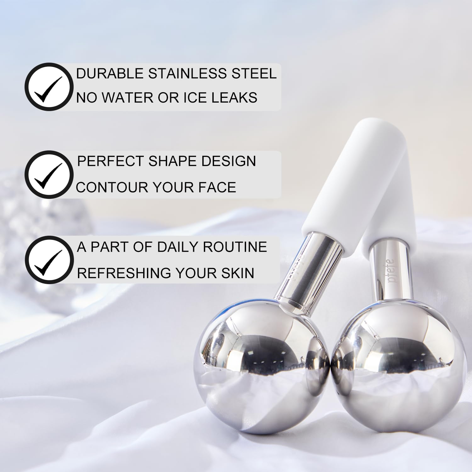 Pfefe 360 Rotating Ice Globes for Face & Eyes, Unbreakable Stainless Steel Cryo Sticks for Beauty Routines, Facials Cold Roller Colling Globes for Puffiness, Wrinkles, Dark Circles, Headaches - Medaid International
