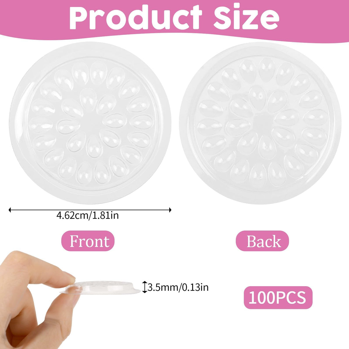 KASTWAVE Disposable Lash Trays 100Pcs, Transparent Plastic Eyelash Glue Holders, False Eyelash Pads for Extensions, Professional Eyelash Application Tools