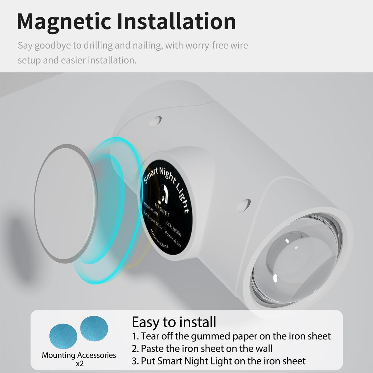 Set of 2 Wireless Wall Lamp with Motion Sensor and Switch
