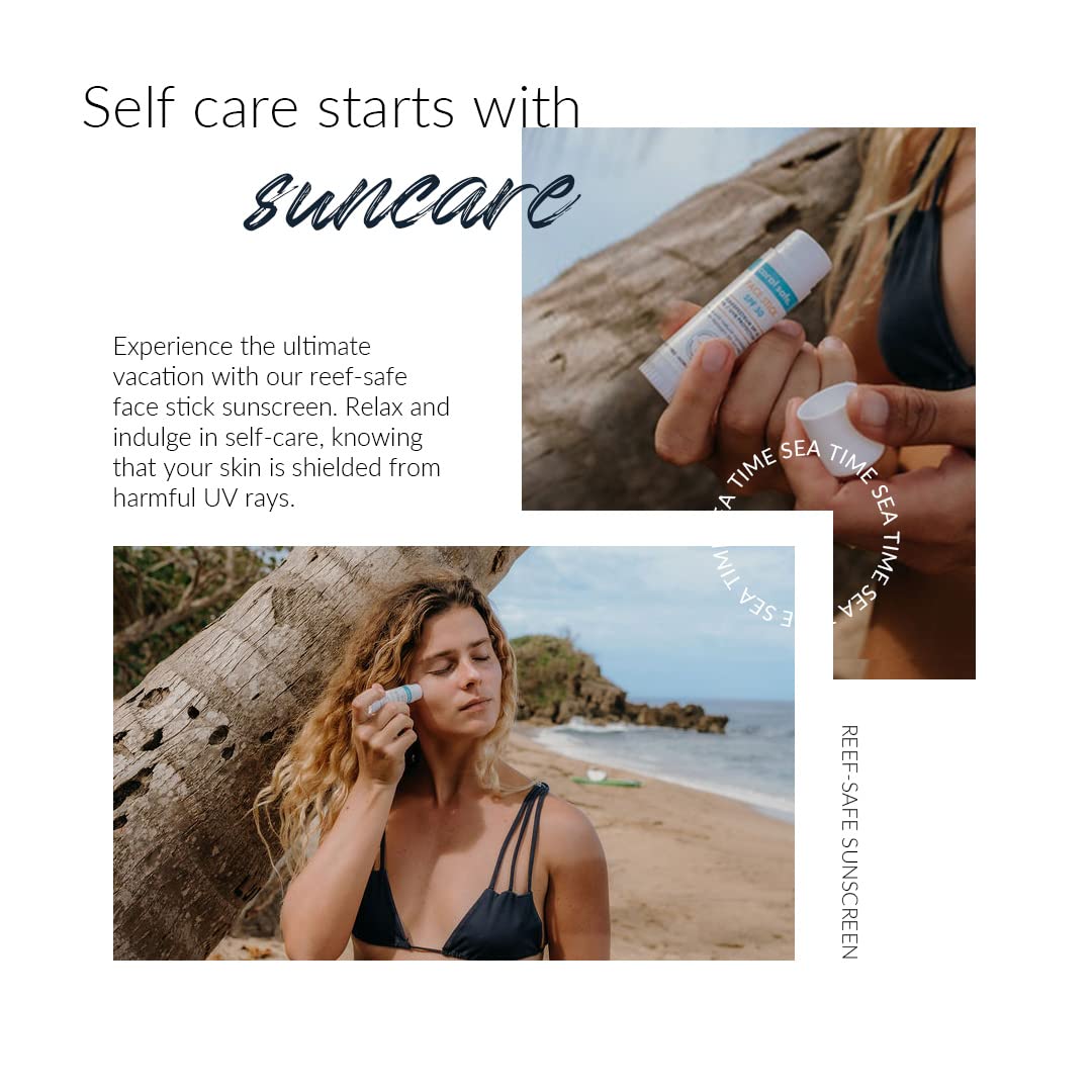 Reef Safe Sunscreen SPF 50 Facestick - Biodegradable, Hawaii & Mexico Approve, Zinc, Vitamin E, Oxybenzone & Octinoxate Free, Water Resistant, Natural Ingredients, Made in USA by Coral Safe - Medaid International