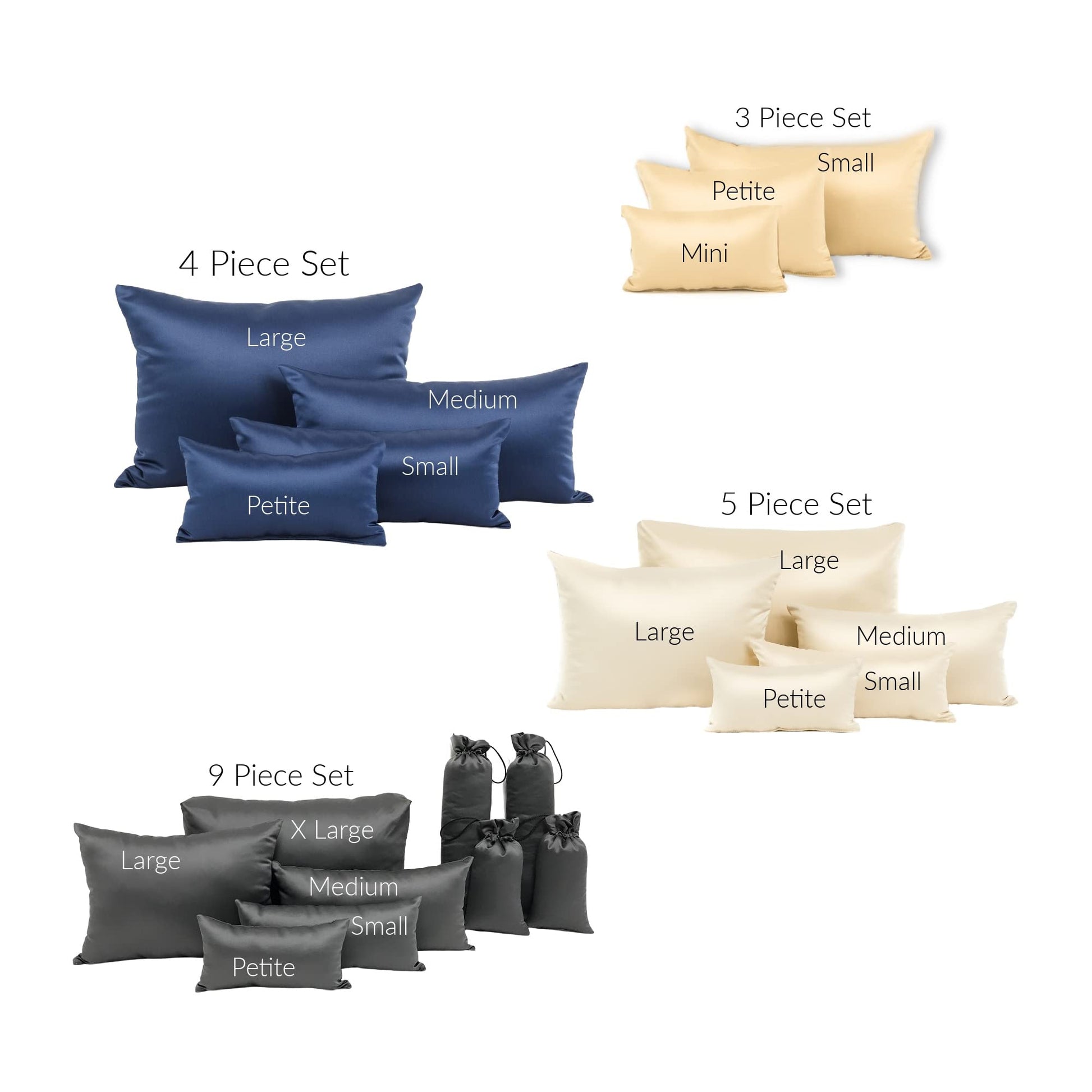 Purse Insert Pillows Set - Cushioned Handbag Fillers by Fabrinique - Starter Set of Indivdual Inserts - Prevents Creases and Damage (ice Grey, XXS-S, 3PC Set) - Medaid International