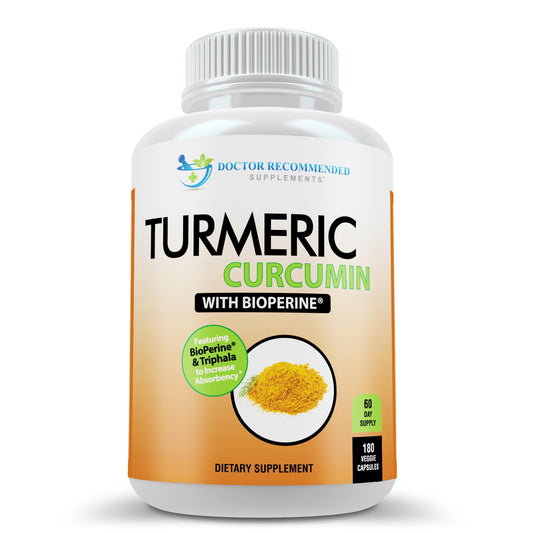 Turmeric Curcumin Supplement - 2250mg/d - Veggie Caps - 95% Curcuminoids with Black Pepper Extract (Bioperine) - 750mg Capsules - 100% Organic - Most Powerful Turmeric (180 Count) - Medaid International
