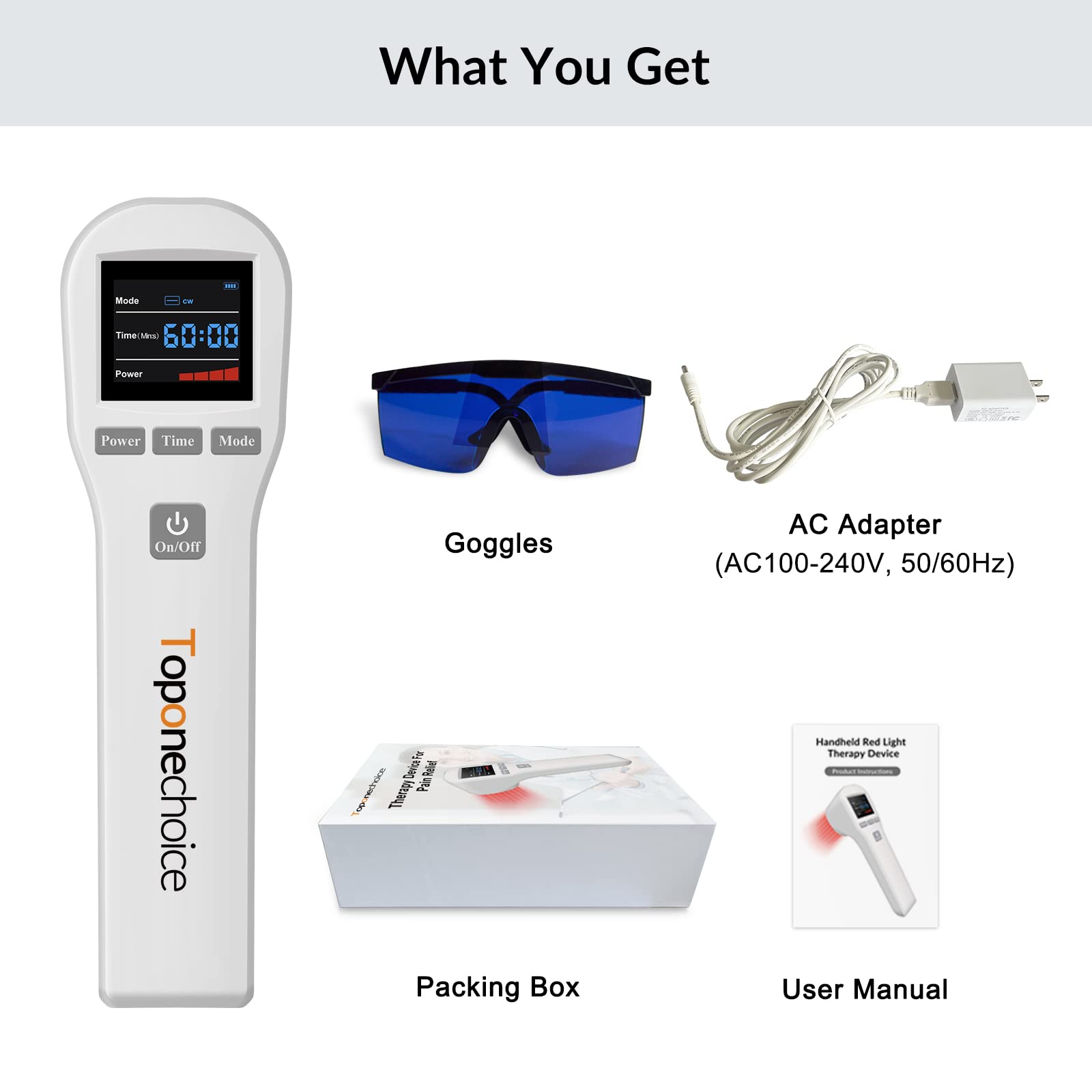 Toponechoice Red Light Therapy Device - 4x808nm+16x650nm Near Infrared Light Therapy for Joint Muscle Pain Relief, Handheld Infrared Therapy for Body, Knee, Shoulder, Back, Dog, Cat, Horse, White - Medaid International