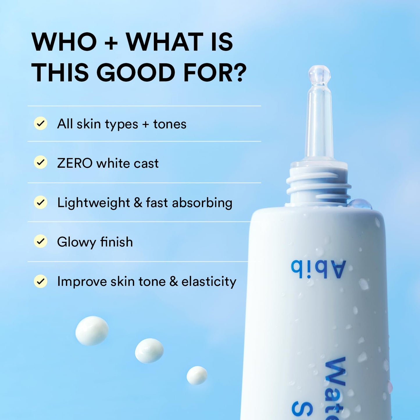 Abib Watery Hyaluron Sunscreen Moisture Tube Broad Spectrum SPF 30 1.69 fl oz / 50ml | Korean Suncreen Suncare Sunblock No White cast Reef Safe Hyaluronic Acid Niacinamide Vitamin C Collagen - Medaid International
