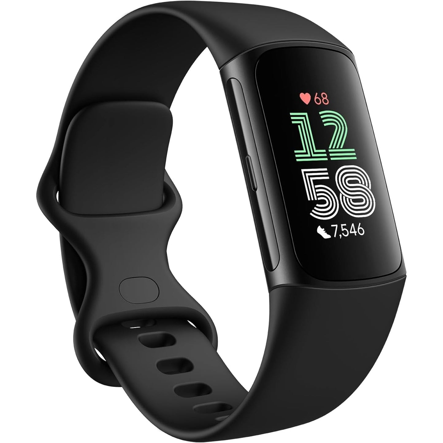 Fitbit Charge 6 Fitness Tracker with Google apps, Heart Rate on Exercise Equipment, 6-Months Premium Membership Included, GPS, Health Tools and More, Obsidian/Black, One Size (S & L Bands Included) - Medaid