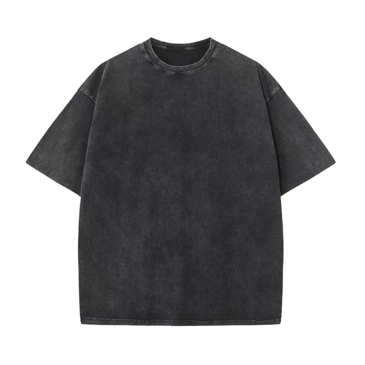 KEEPSHOWING Men's Cotton T-Shirts Oversized Unisex Short Sleeves Casual Loose Wash Solid Basic Tee Tops(A-Black L) - Medaid International
